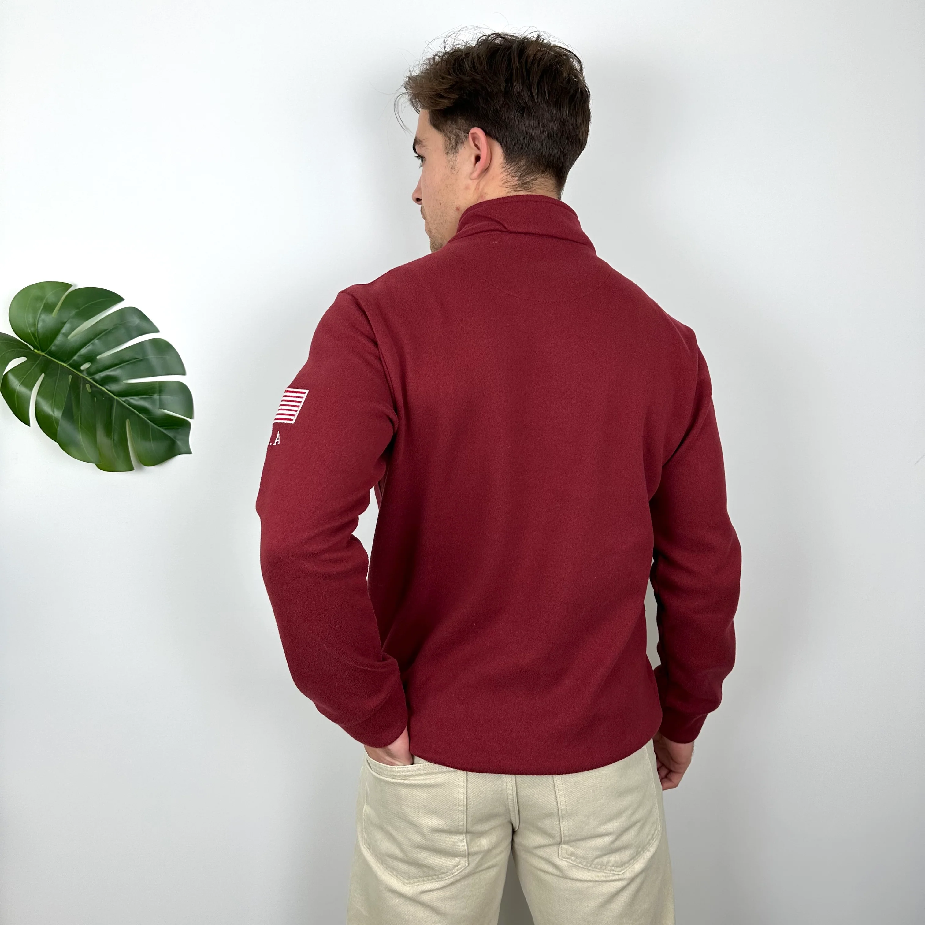 Polo Ralph Lauren Maroon Embroidered Spell Out Fleece Quarter Zip (L) - Image 5