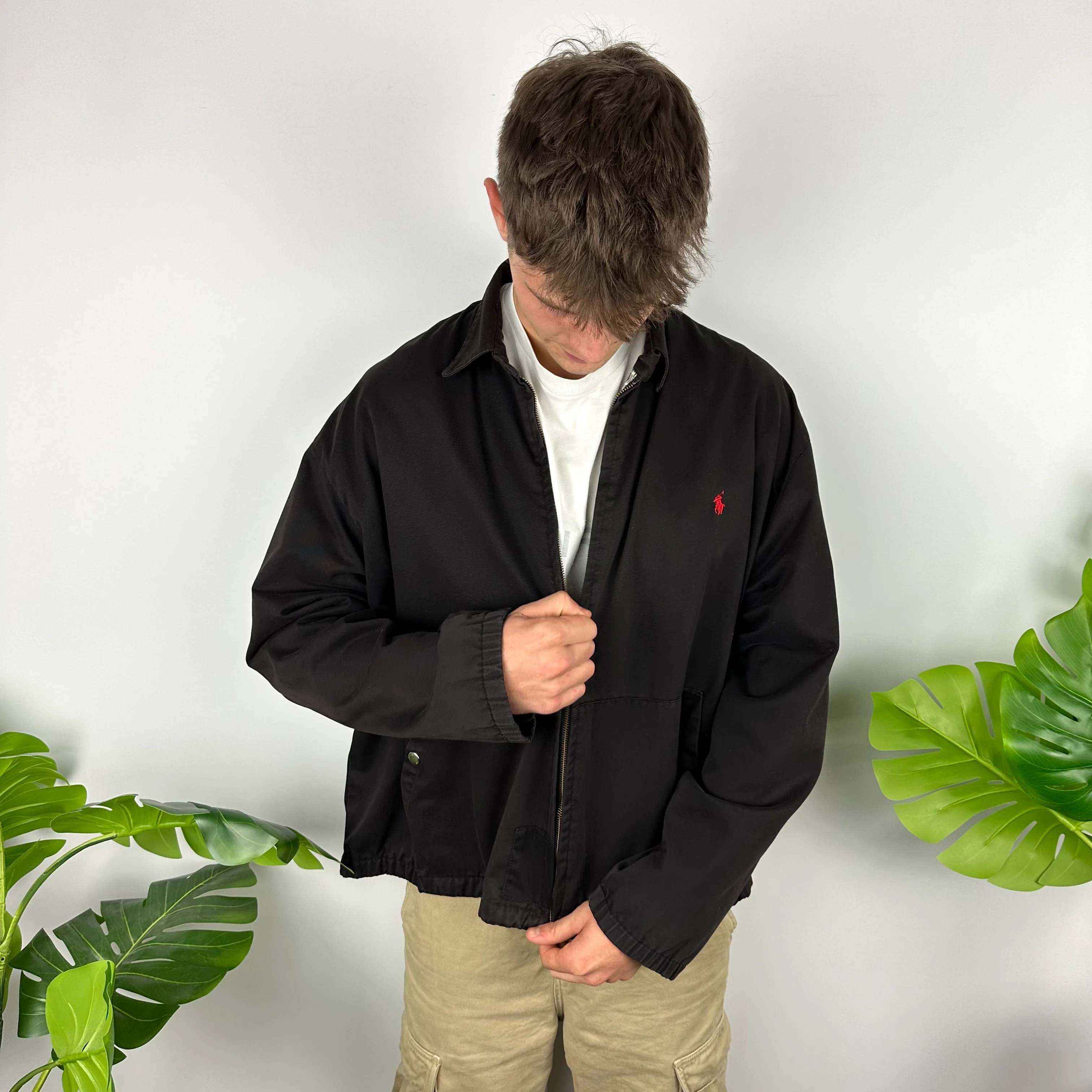 Polo Ralph Lauren Black Embroidered Logo Harrington Jacket (L) - Image 5