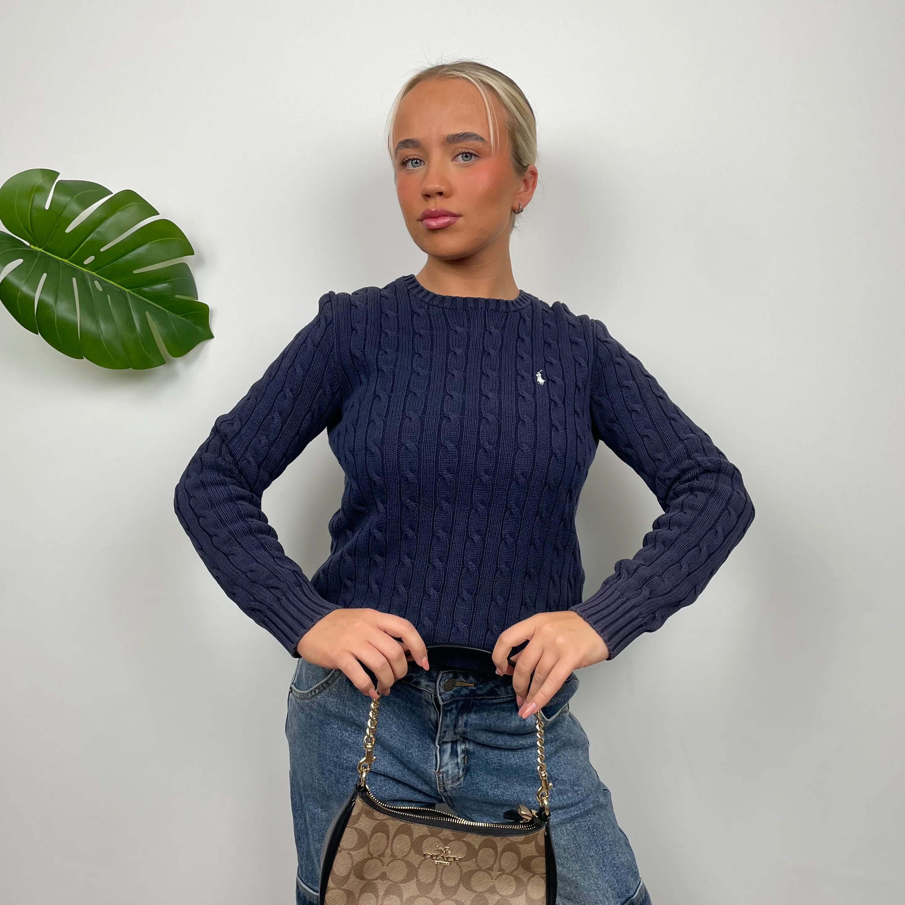 Polo Ralph Lauren Navy Embroidered Logo Knitted Sweater (XS) - Image 2