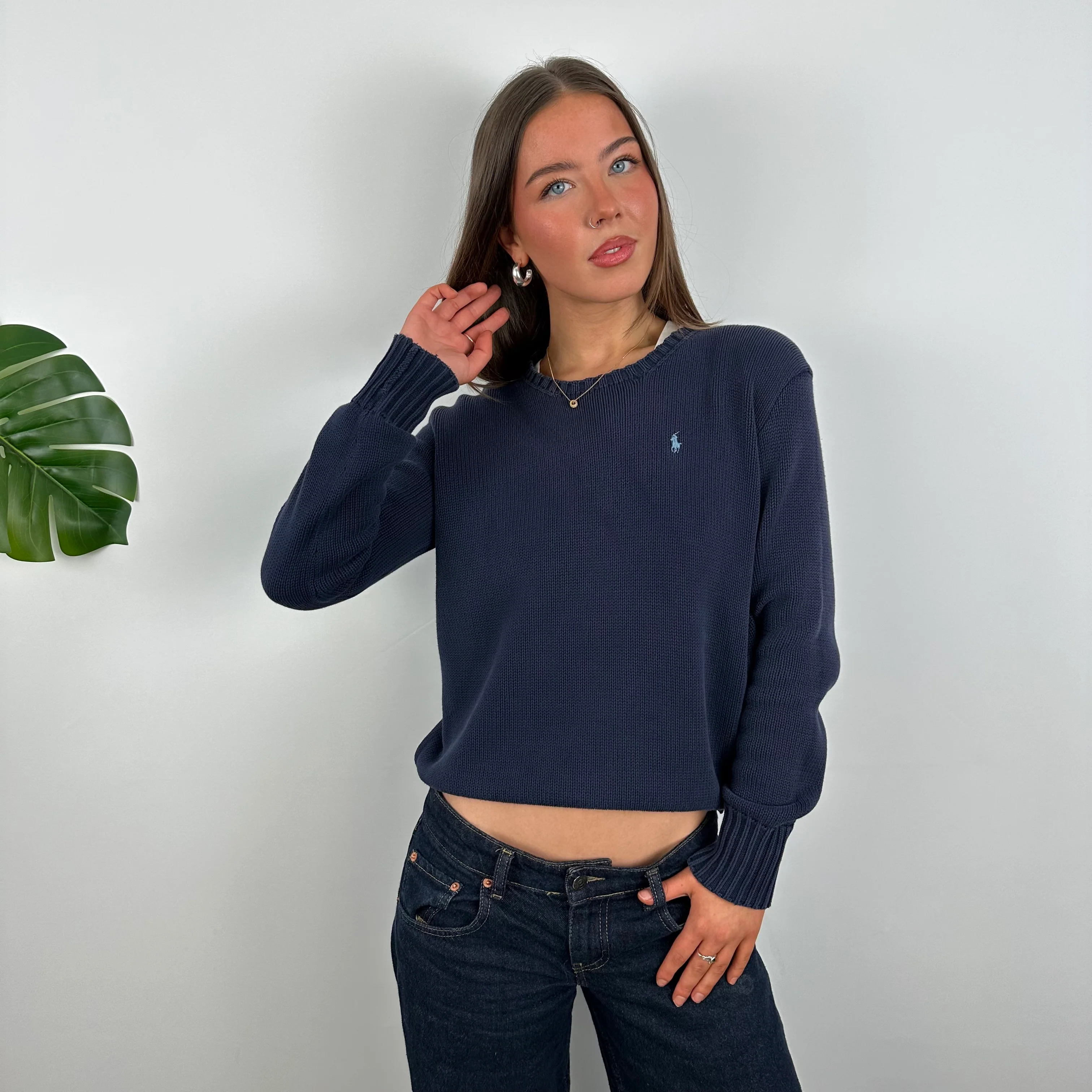 Polo Ralph Lauren Navy Embroidered Logo Knitted Sweater (S) - Image 2