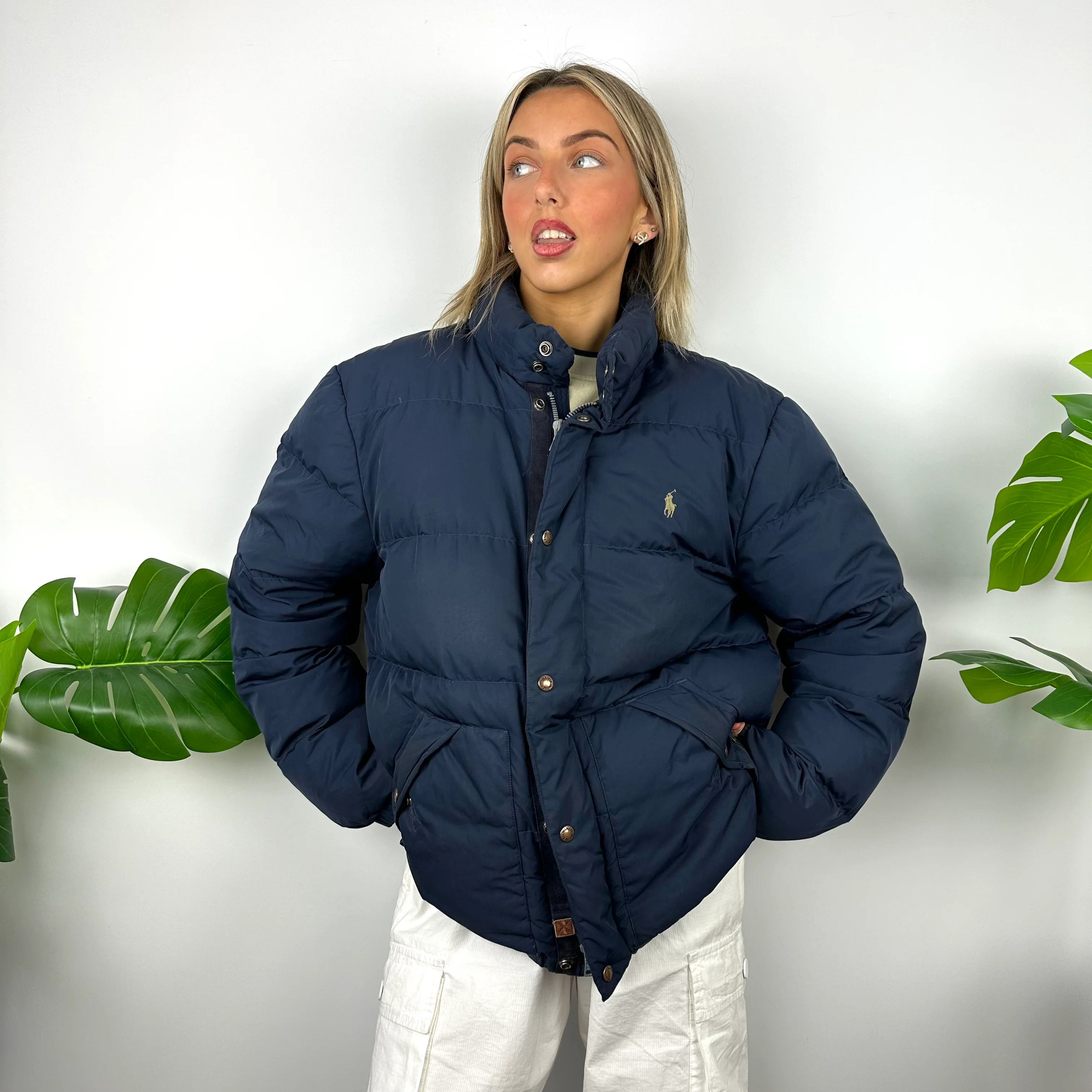 Polo Ralph Lauren Navy Embroidered Logo Puffer Jacket (L) - Image 6