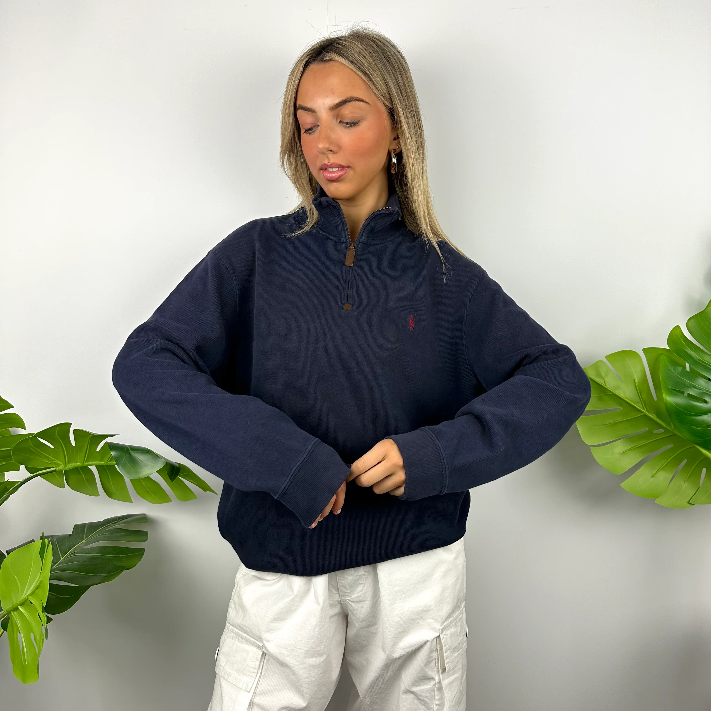 Polo Ralph Lauren Navy Embroidered Logo Quarter Zip (L) - Image 4