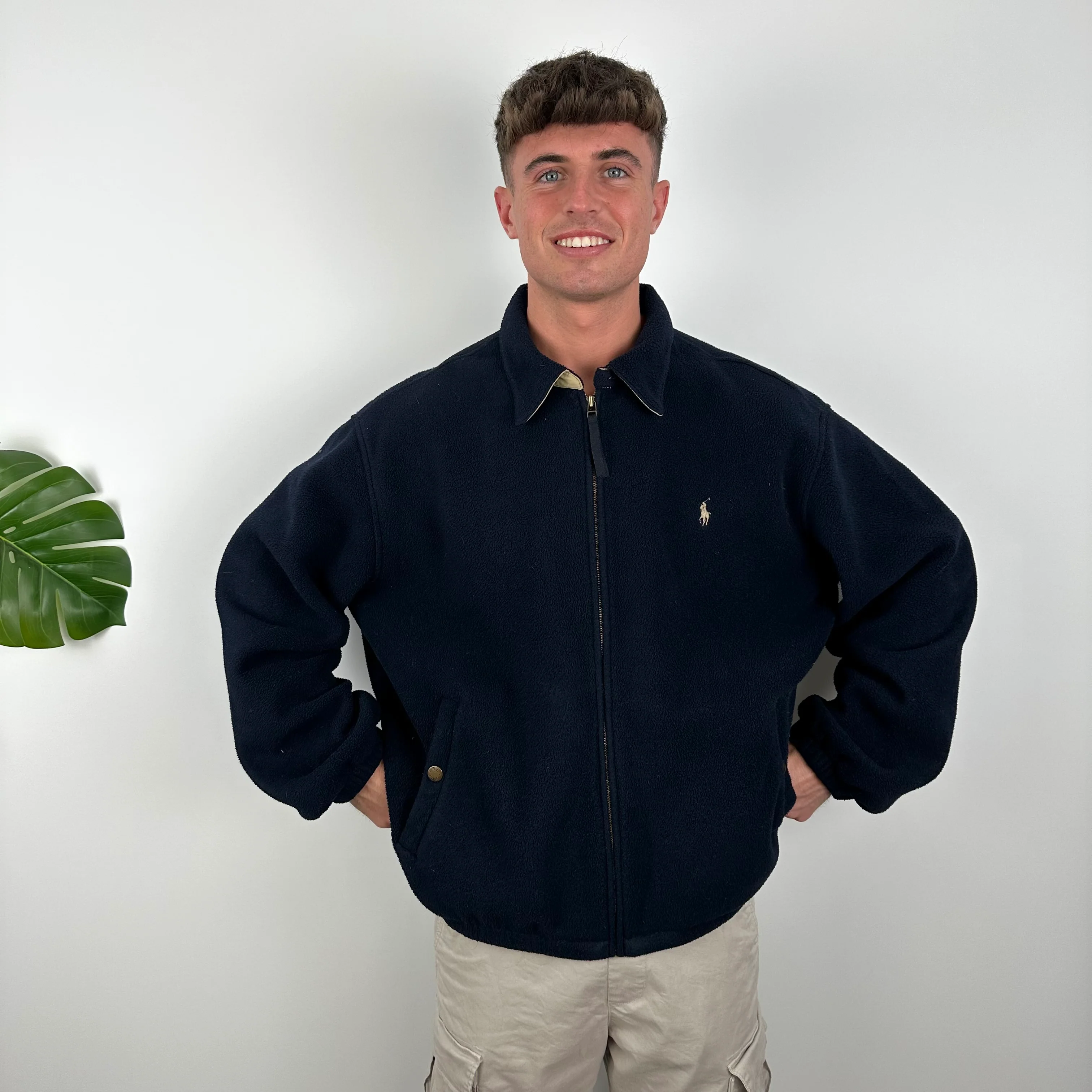 Polo Ralph Lauren Navy Embroidered Logo Teddy Bear Fleece Zip Up Jacket (XL) - Image 5