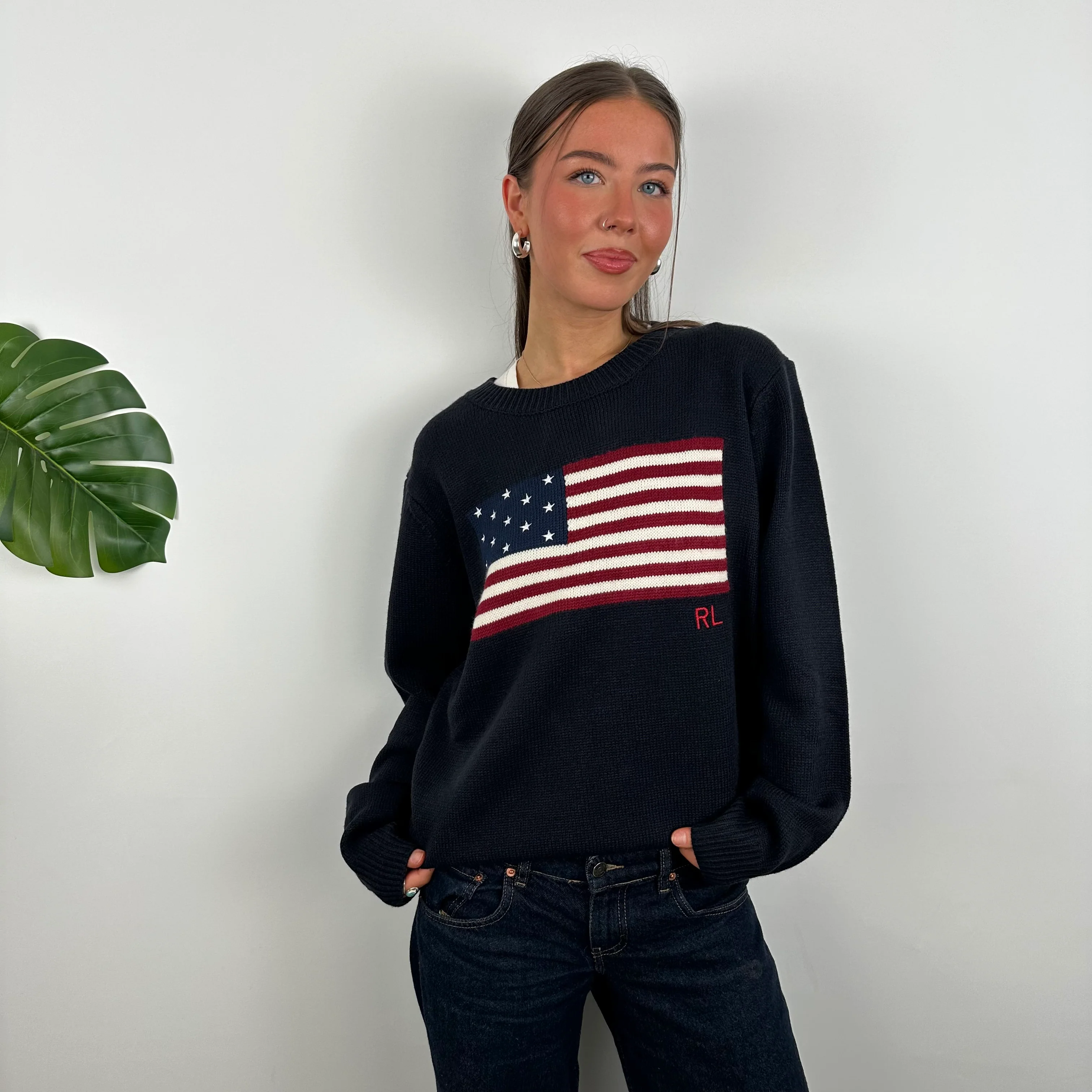 Polo Ralph Lauren Navy Embroidered Spell Out Knitted Sweater (M) - Image 4