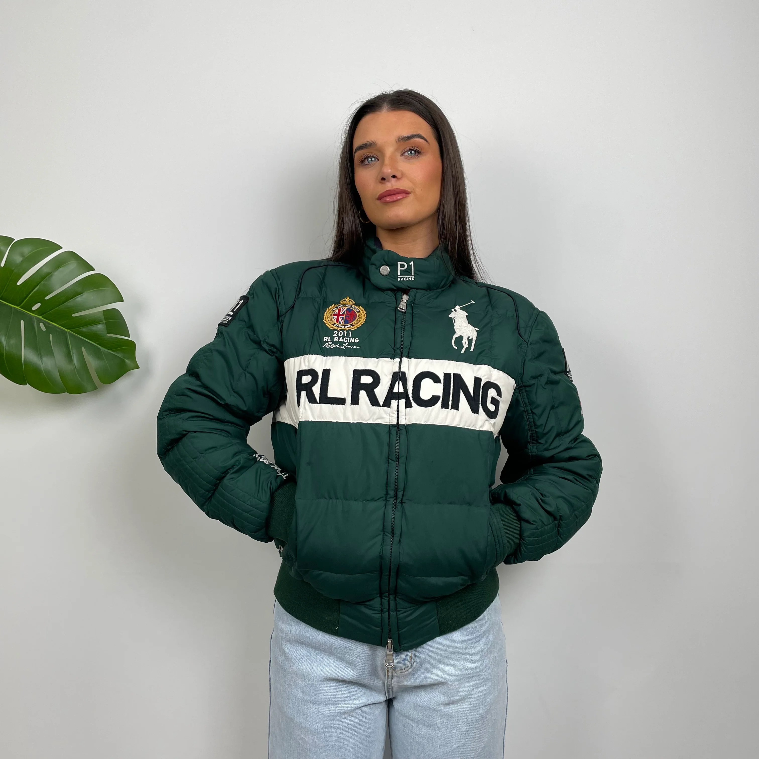 Polo Ralph Lauren Racing Green Embroidered Logo Puffer Jacket (M) - Image 2
