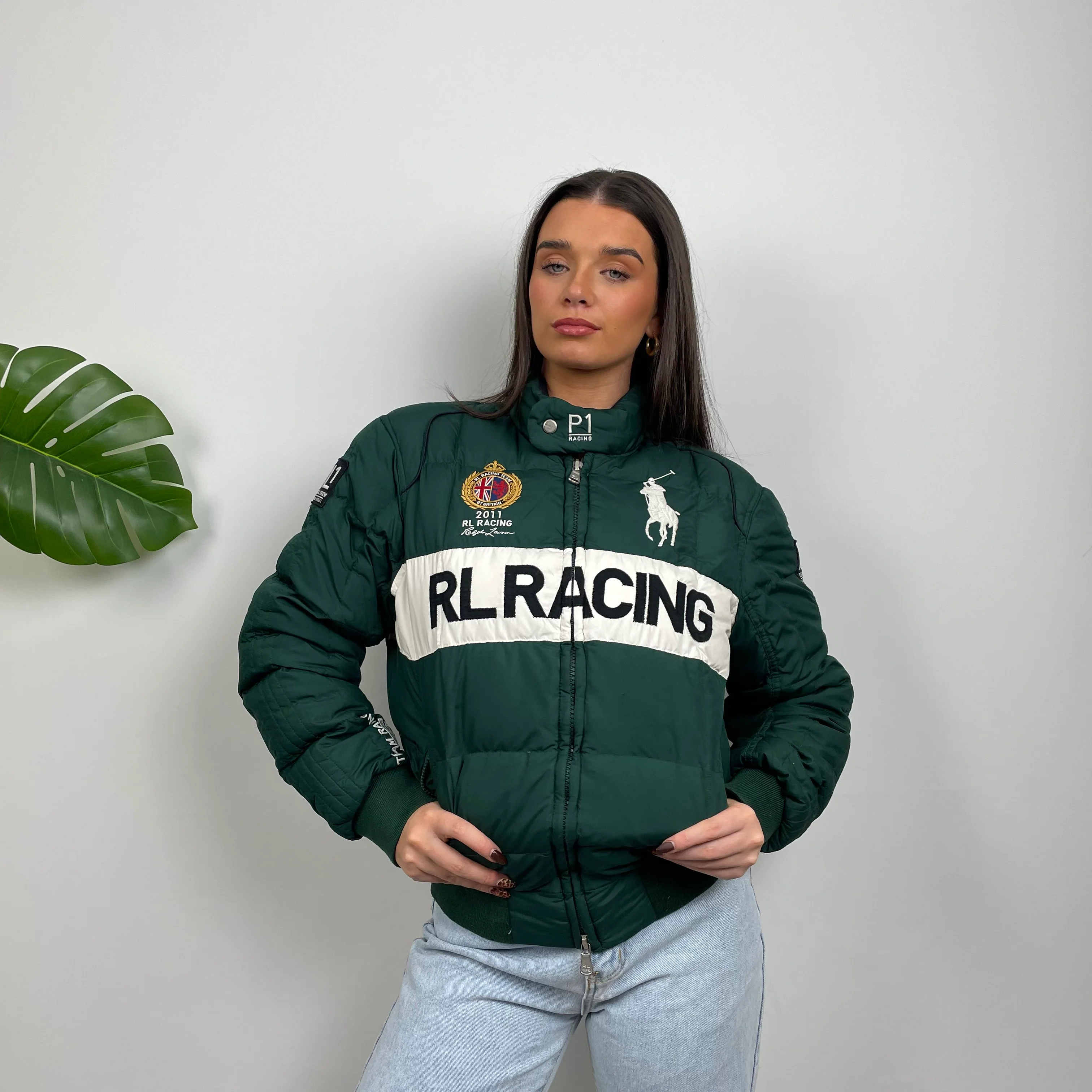Polo Ralph Lauren Racing Green Embroidered Logo Puffer Jacket (M) - Image 3