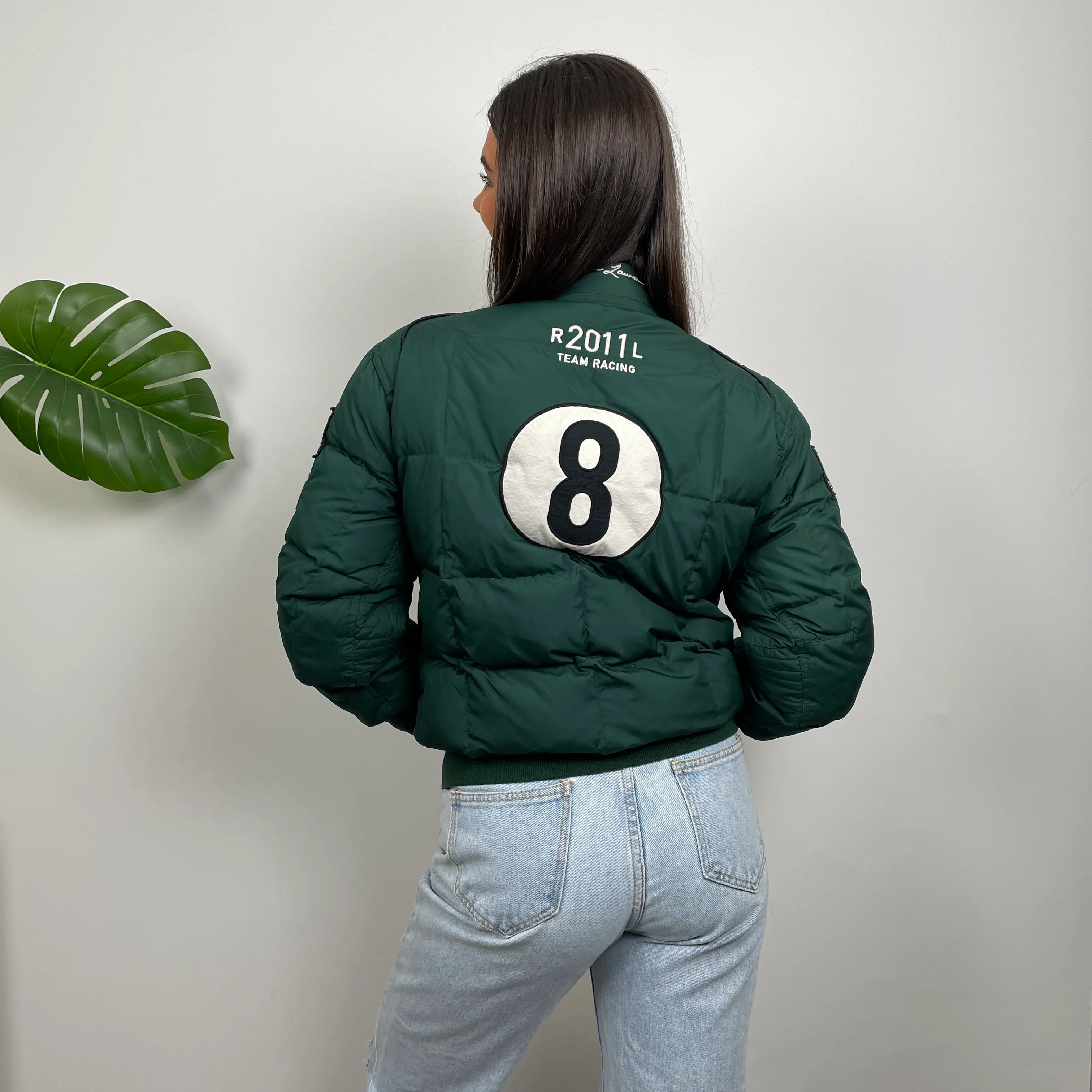 Polo Ralph Lauren Racing Green Embroidered Logo Puffer Jacket (M) - Image 7