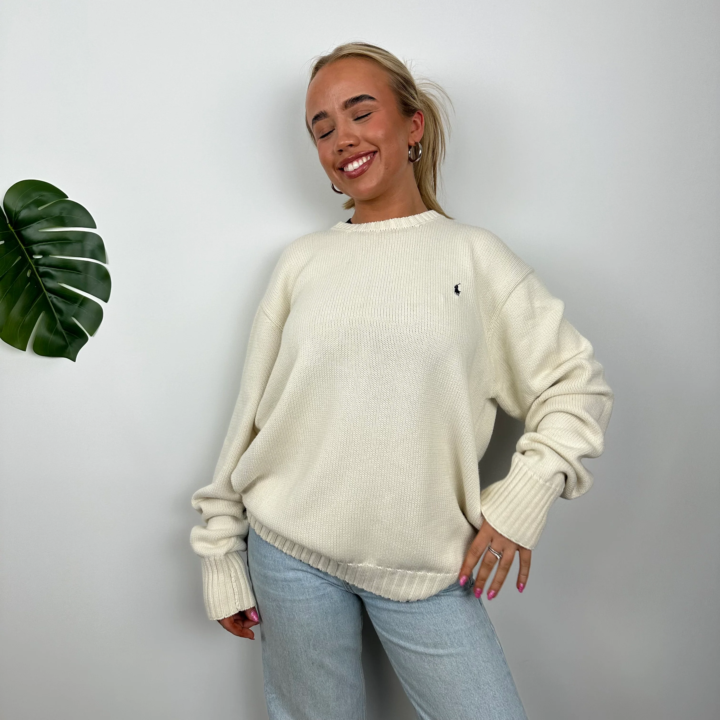 Polo Ralph Lauren RARE Cream Embroidered Logo Knitted Sweater (L) - Image 6