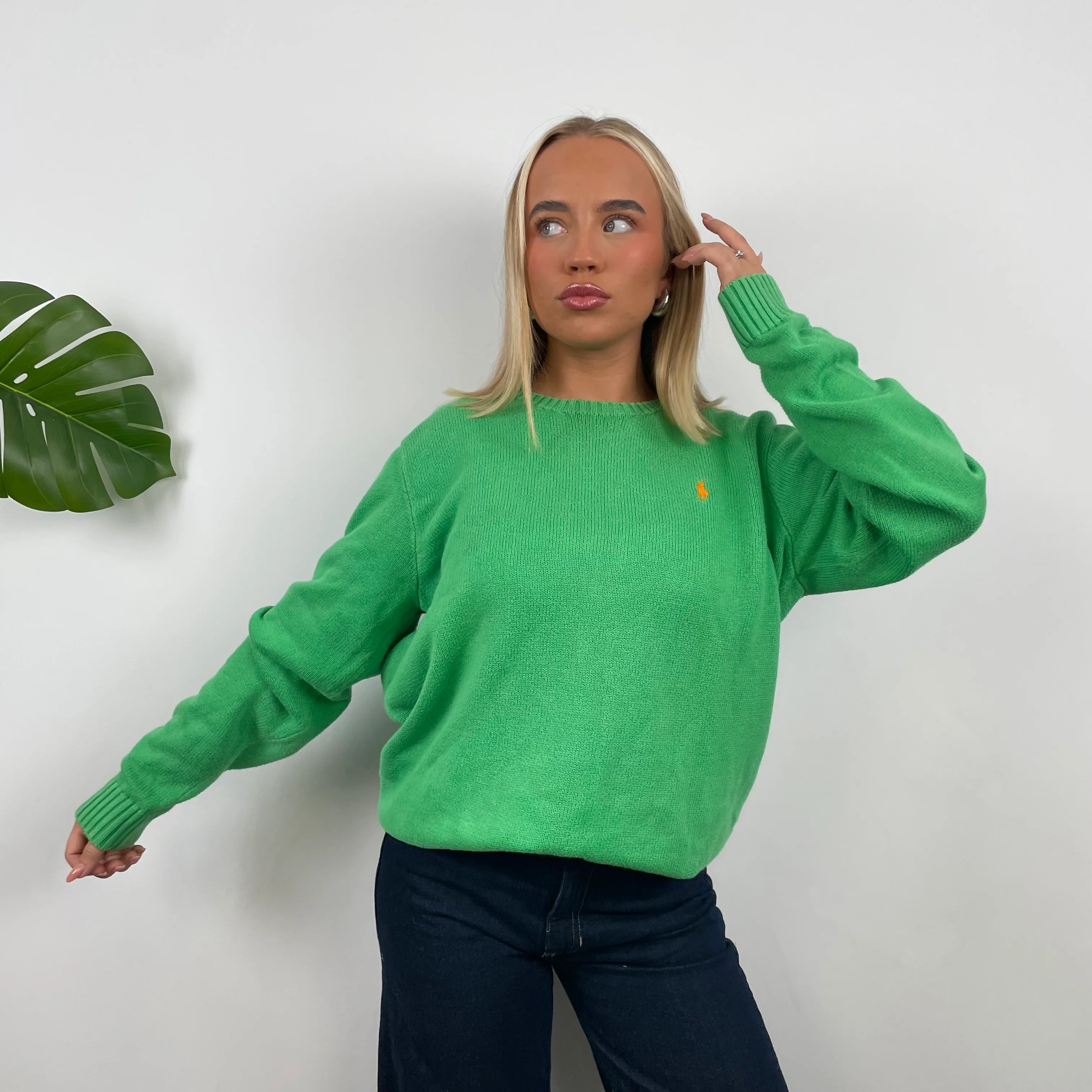 Polo Ralph Lauren RARE Green Embroidered Logo Knitted Sweater (L) - Image 2