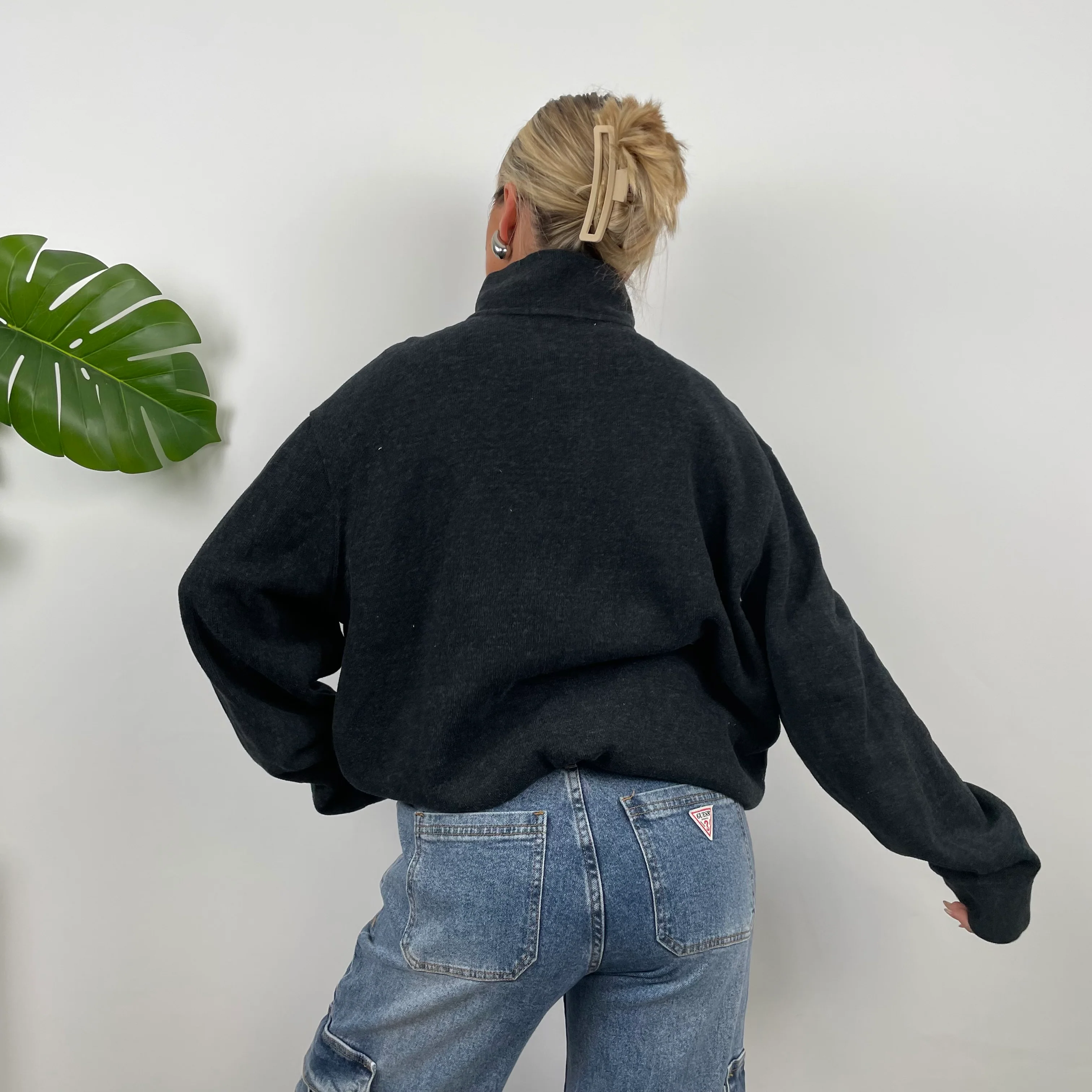 Polo Ralph Lauren RARE Grey Embroidered Logo Quarter Zip Sweatshirt (XL) - Image 8