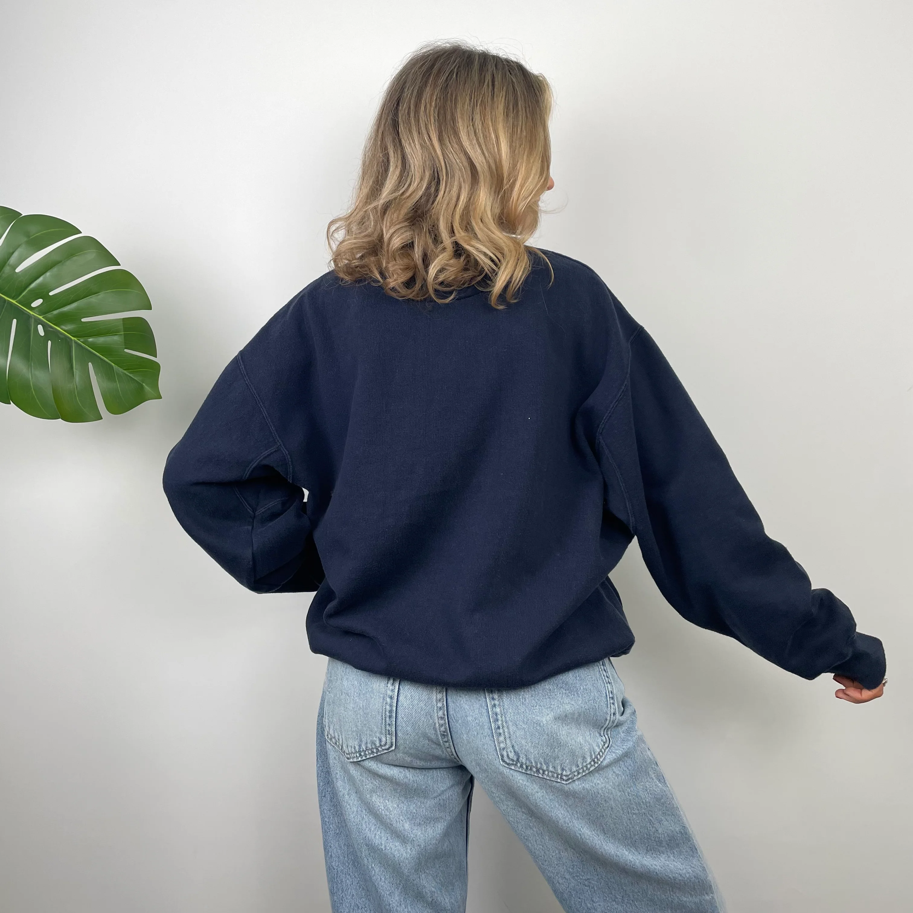 Polo Ralph Lauren RARE Navy Embroidered Spell Out Sweatshirt (M) - Image 5