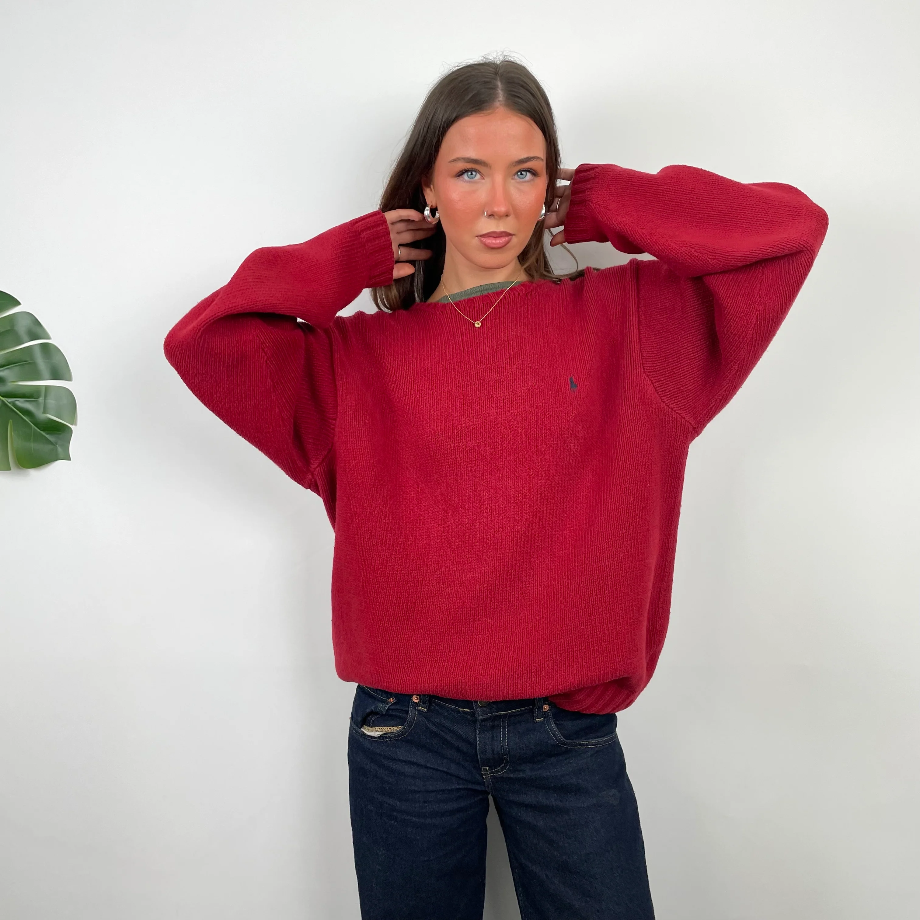 Polo Ralph Lauren RARE Red Embroidered Logo Knitted Sweater (L) - Image 2