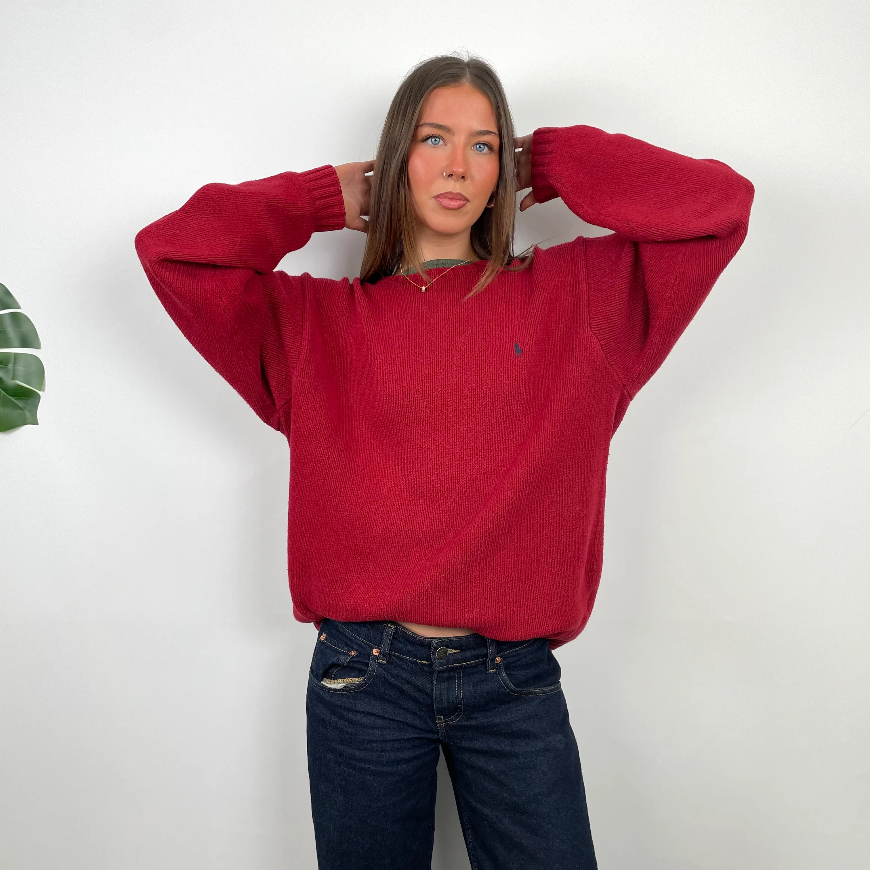Polo Ralph Lauren RARE Red Embroidered Logo Knitted Sweater (L) - Image 6