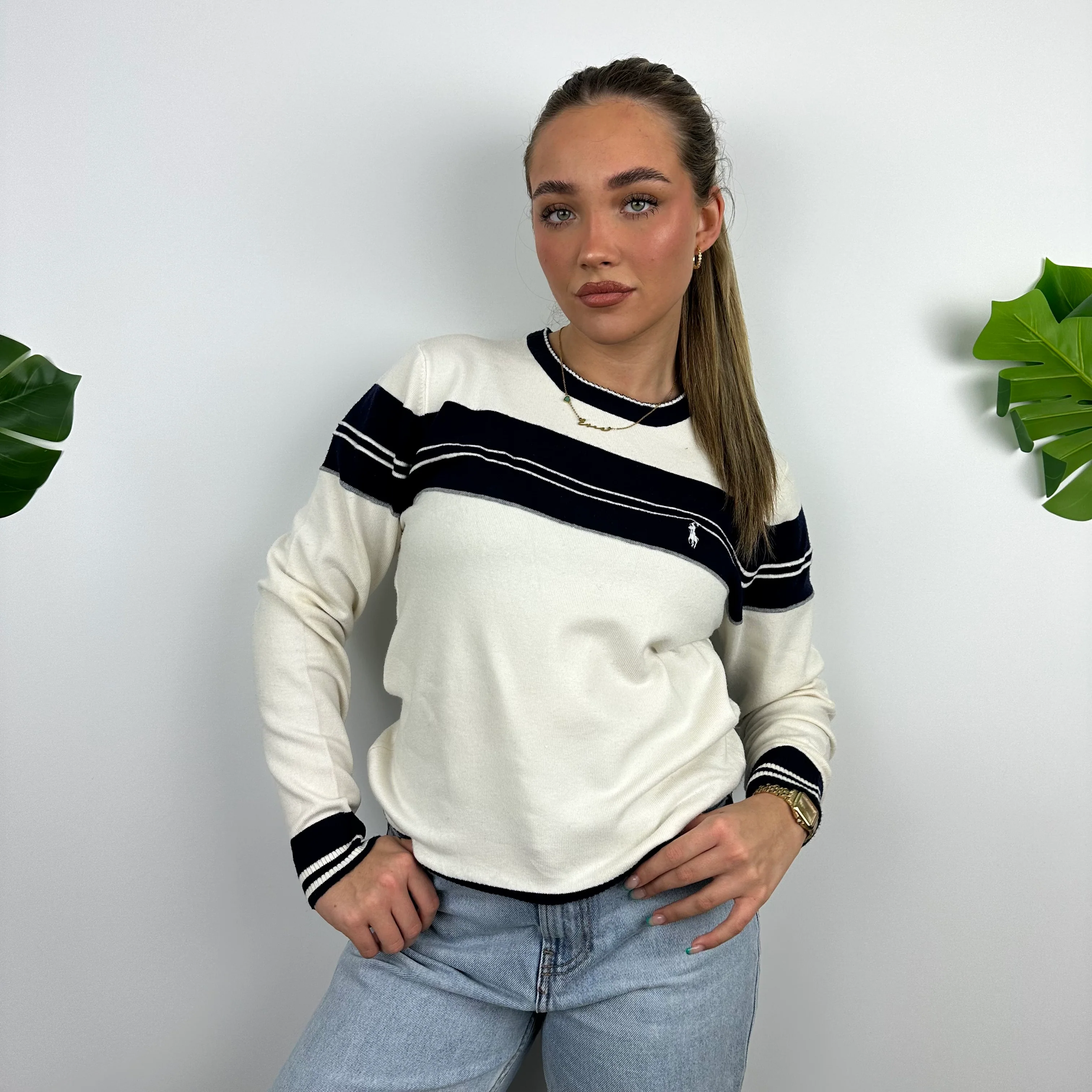Polo Ralph Lauren RARE White Embroidered Logo Sweater (M) - Image 2