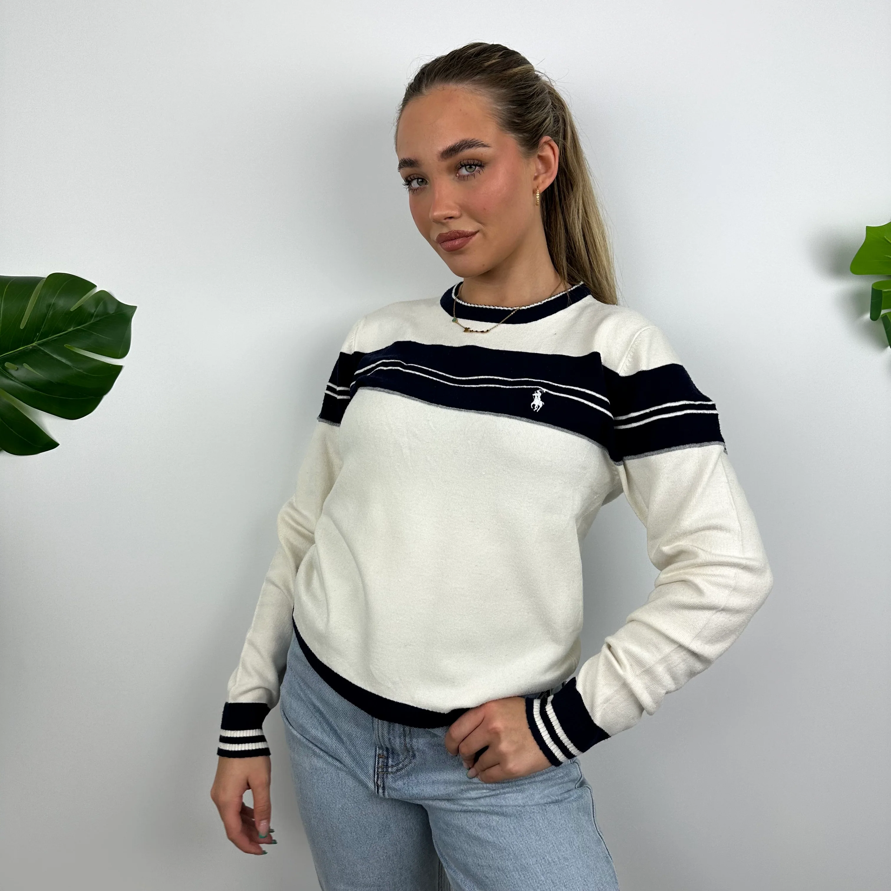 Polo Ralph Lauren RARE White Embroidered Logo Sweater (M) - Image 3
