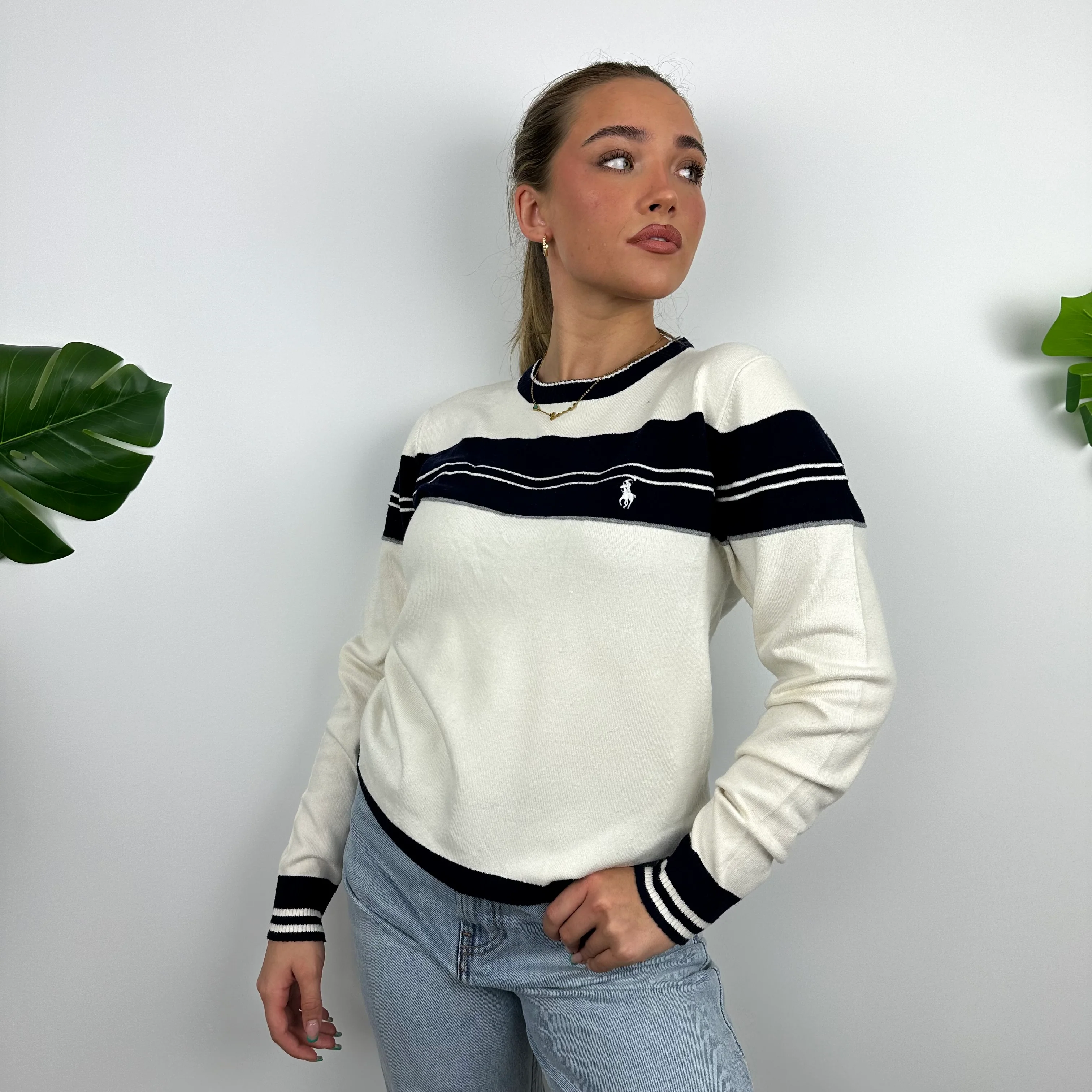 Polo Ralph Lauren RARE White Embroidered Logo Sweater (M) - Image 5