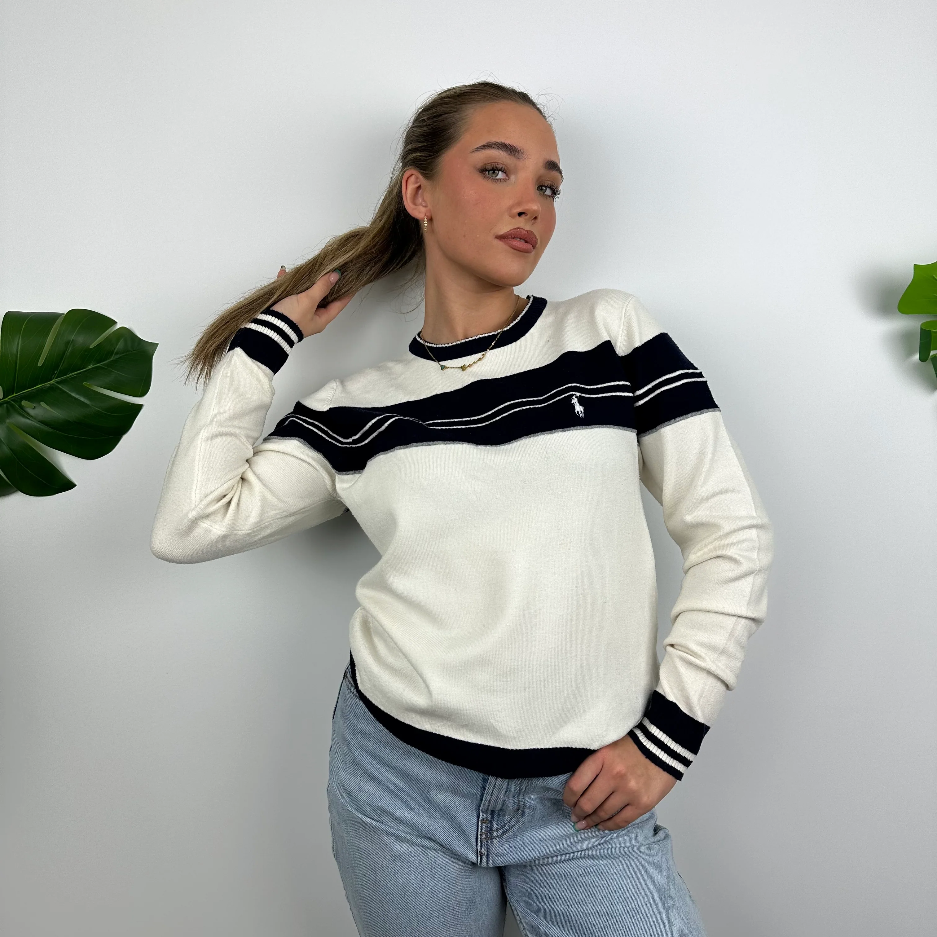 Polo Ralph Lauren RARE White Embroidered Logo Sweater (M) - Image 7