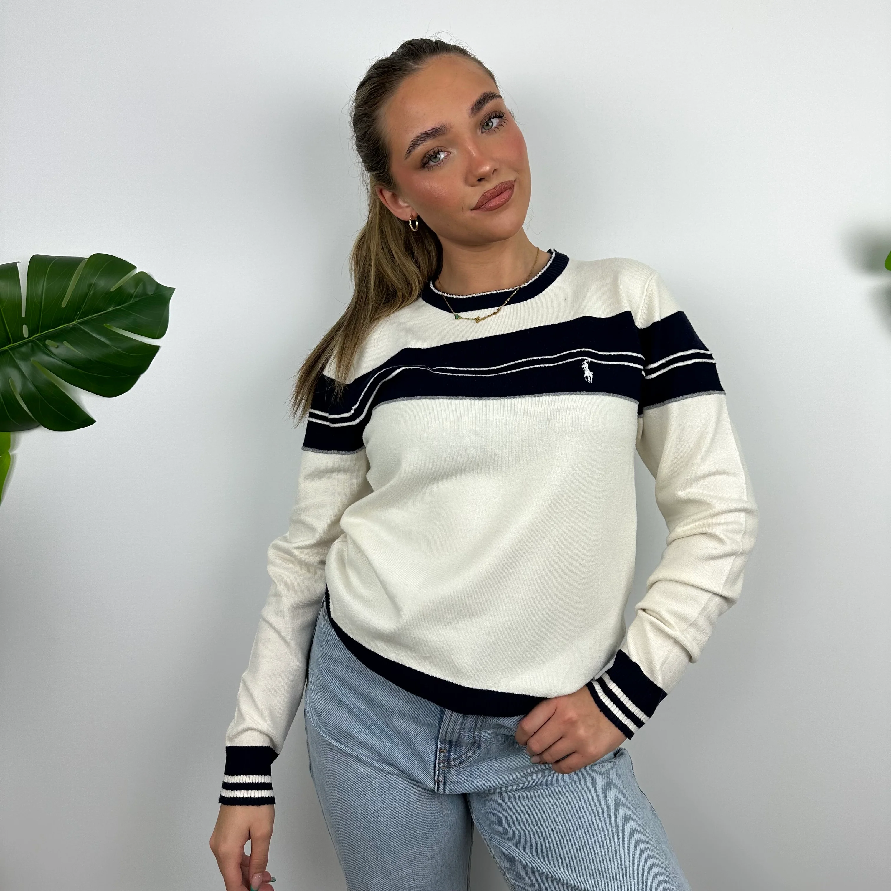 Polo Ralph Lauren RARE White Embroidered Logo Sweater (M) - Image 8