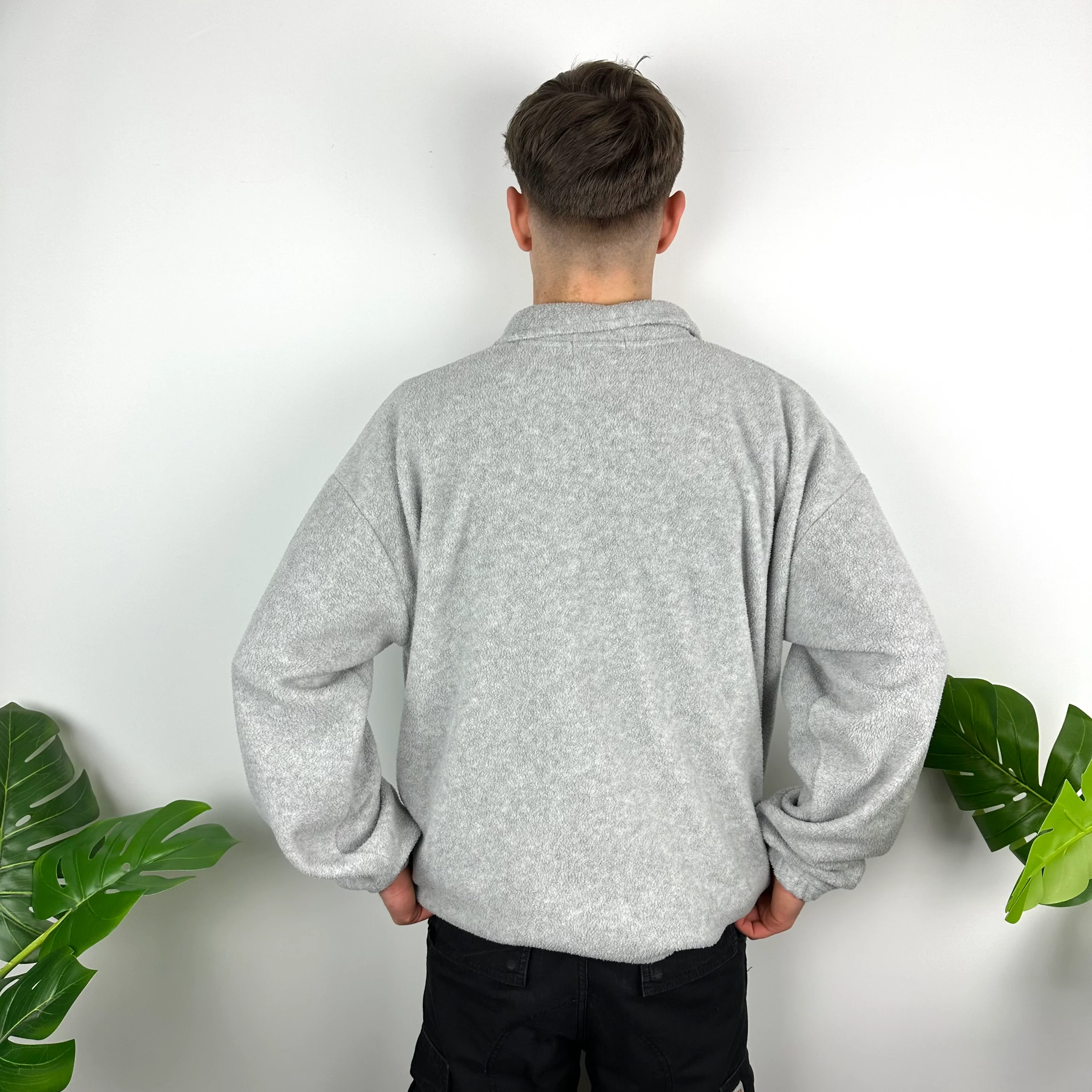 Polo Sport Grey Embroidered Spell Out Teddy Bear Fleece Quarter Zip Sweatshirt (XL) - Image 4