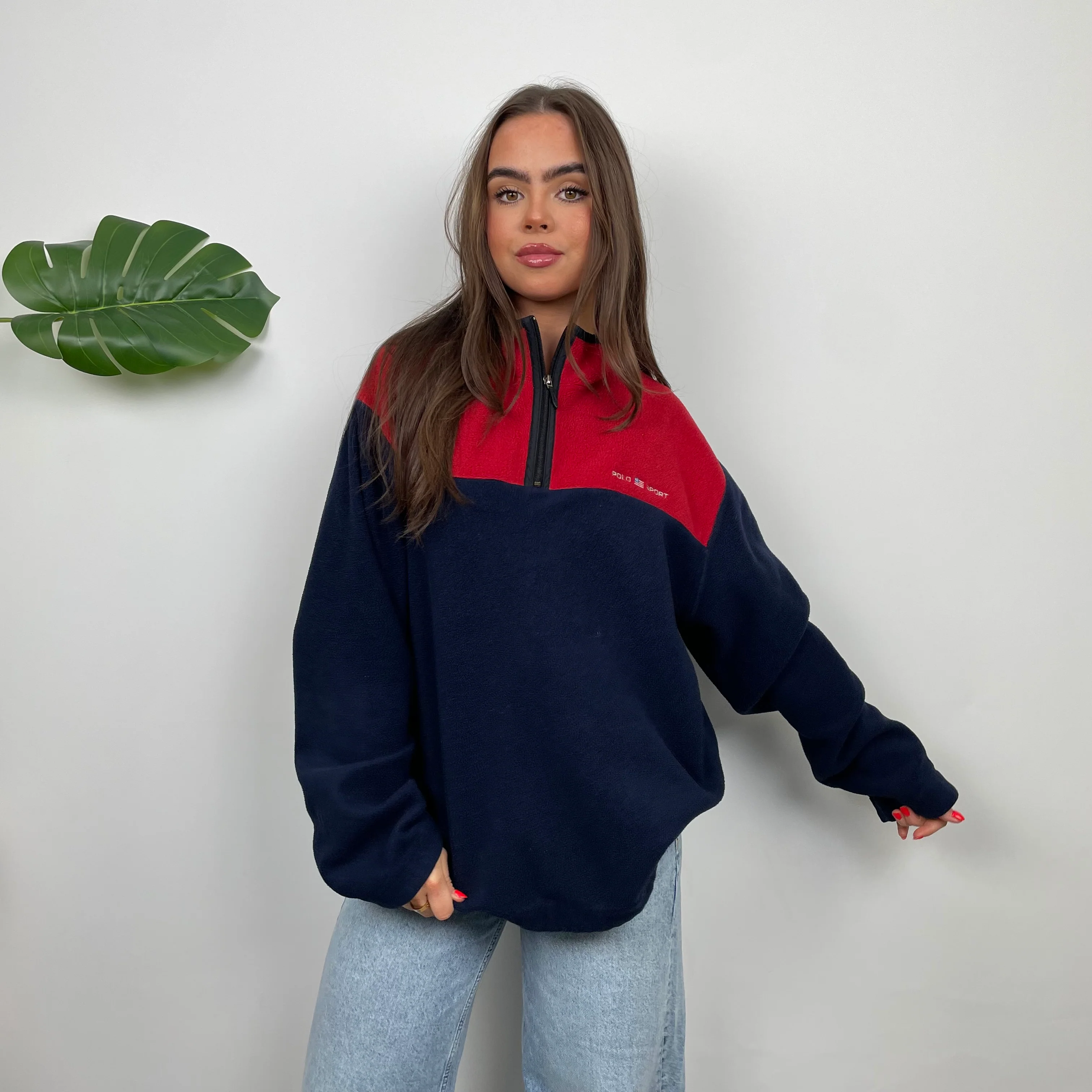 Polo Ralph Lauren Sport Navy Embroidered Spell Out Teddy Bear Fleece Quarter Zip Sweatshirt (M) - Image 10