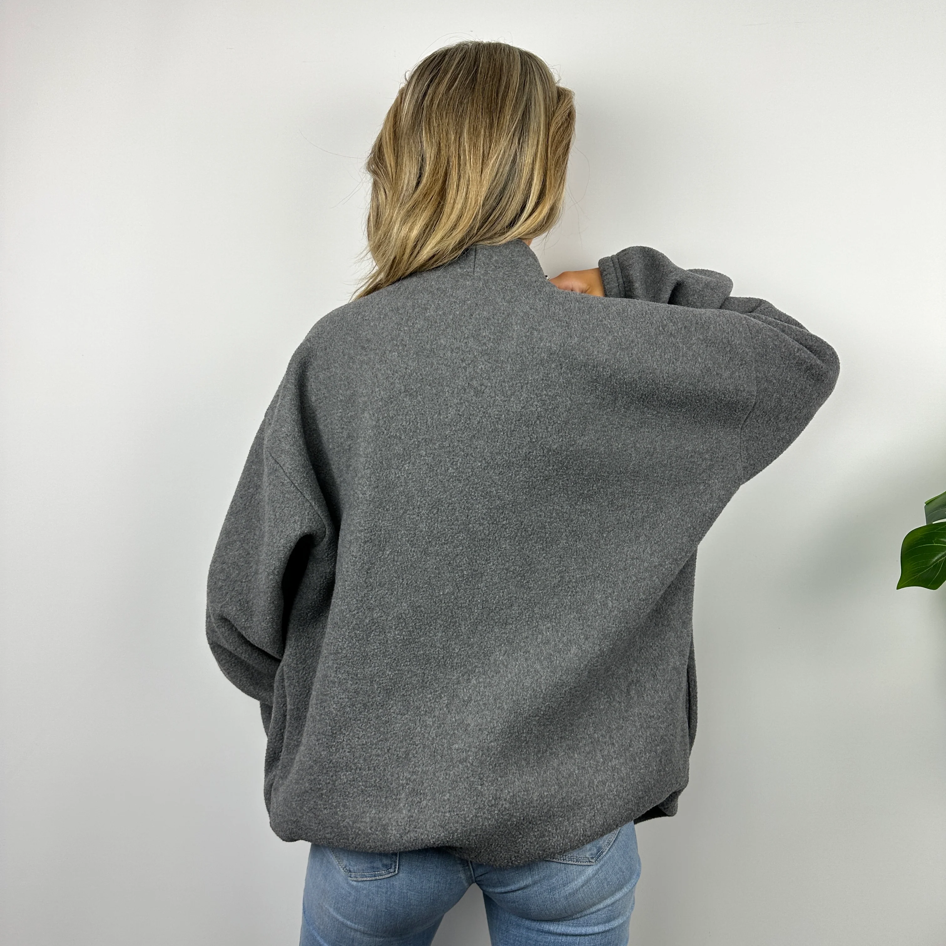 Polo Ralph Lauren Sport RARE Grey Embroidered Spell Out Teddy Bear Fleece Quarter Zip Sweatshirt (XL) - Image 4