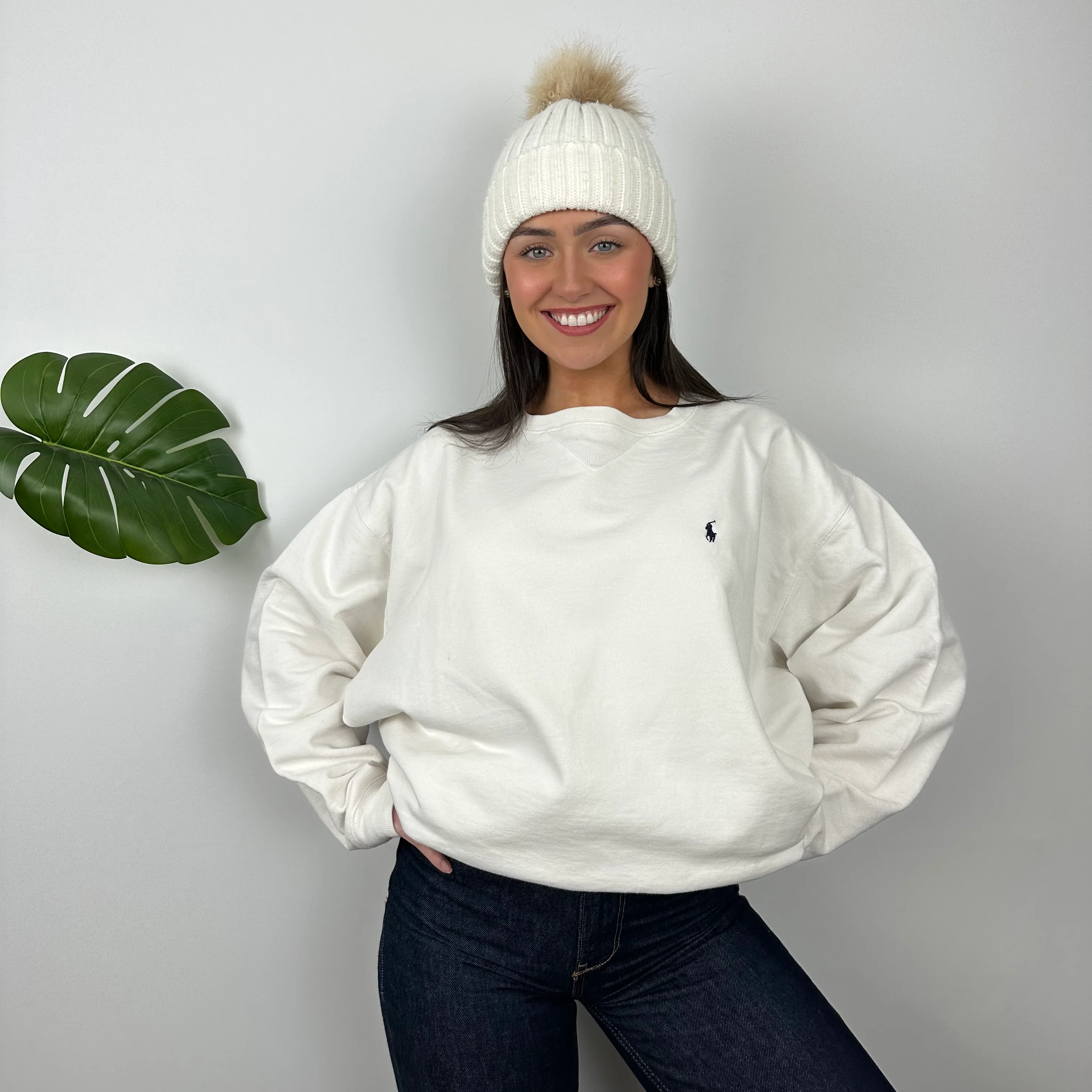Polo Ralph Lauren White Embroidered Logo Sweatshirt (XL)
