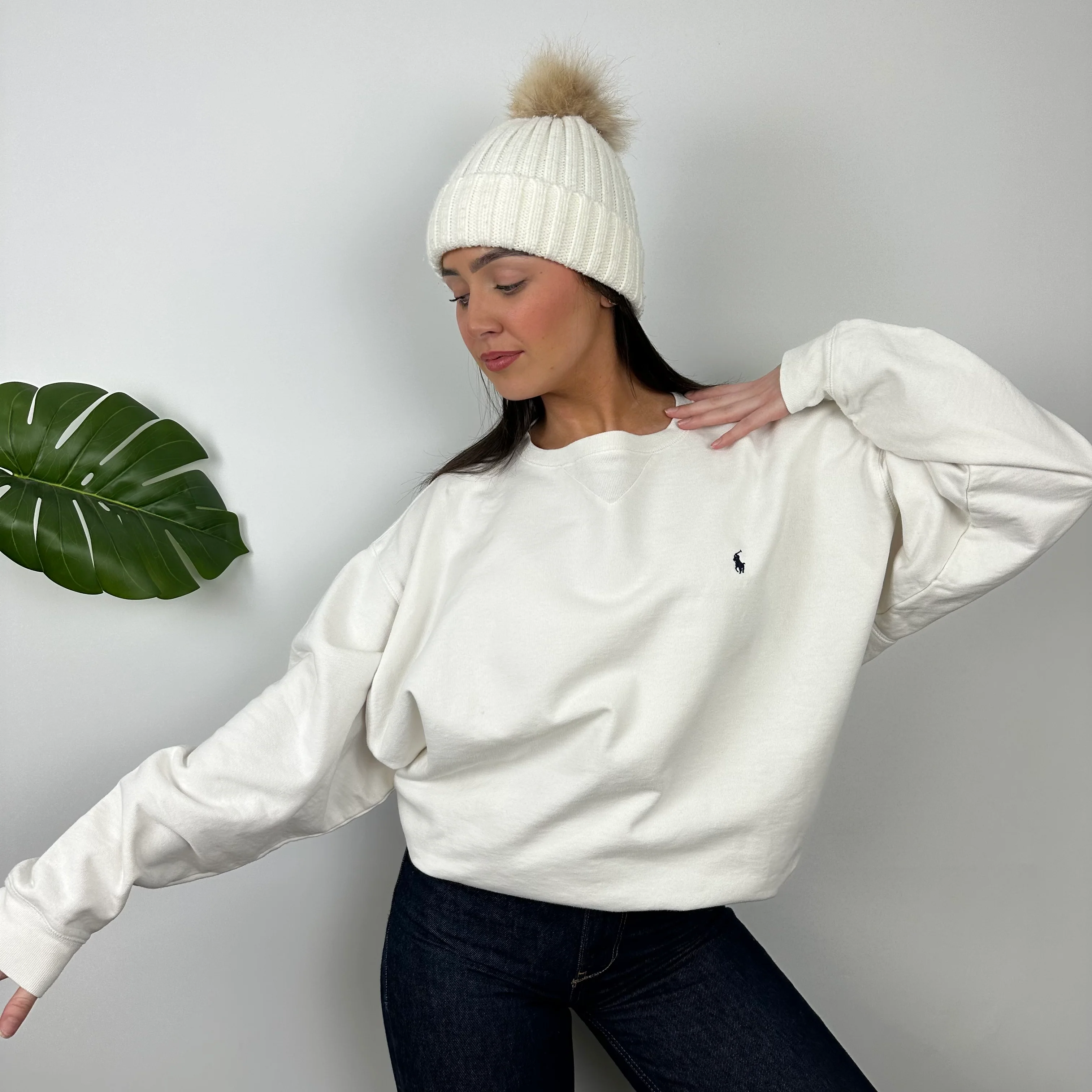 Polo Ralph Lauren White Embroidered Logo Sweatshirt (XL) - Image 4