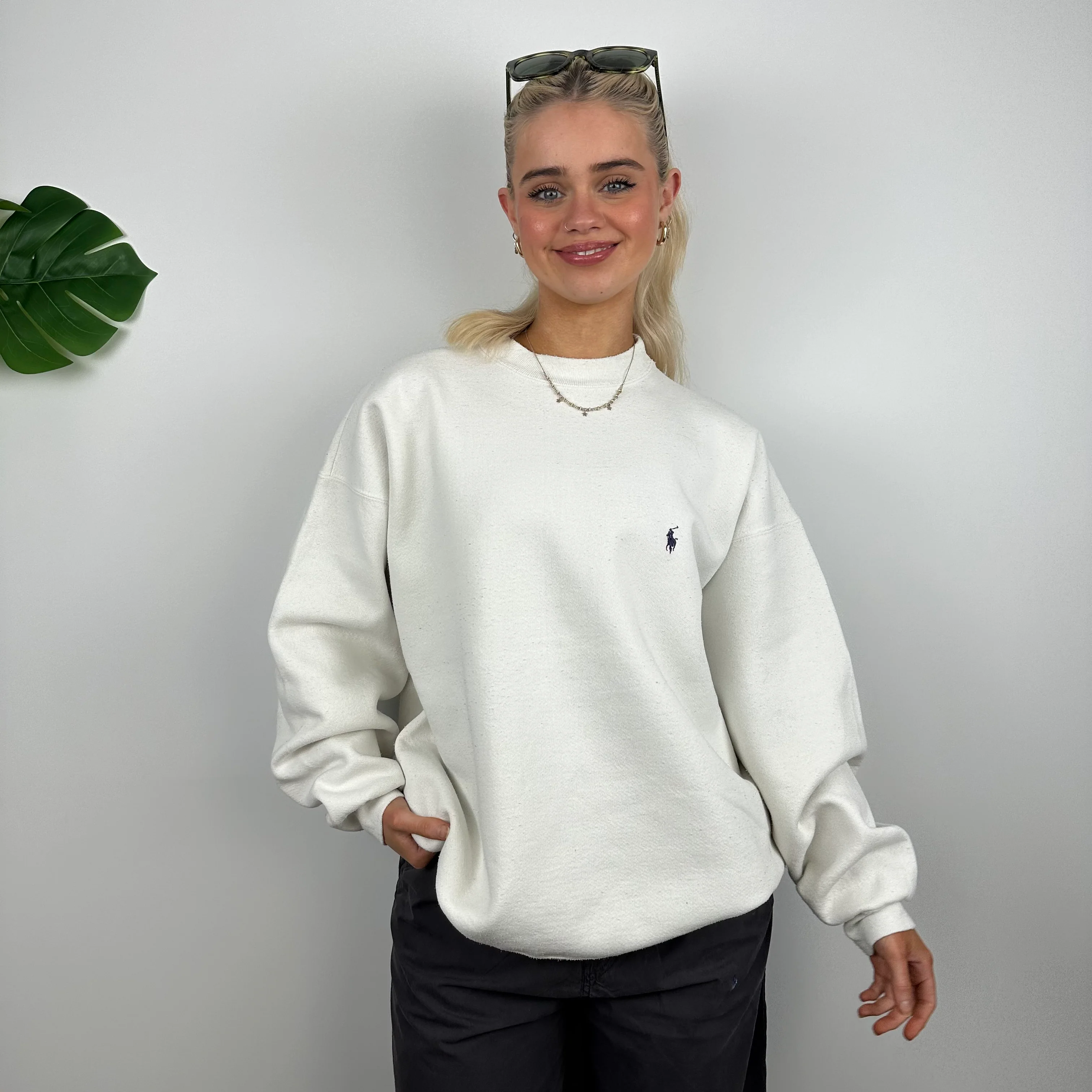 Polo Ralph Lauren White Embroidered Logo Sweatshirt (L) - Image 5