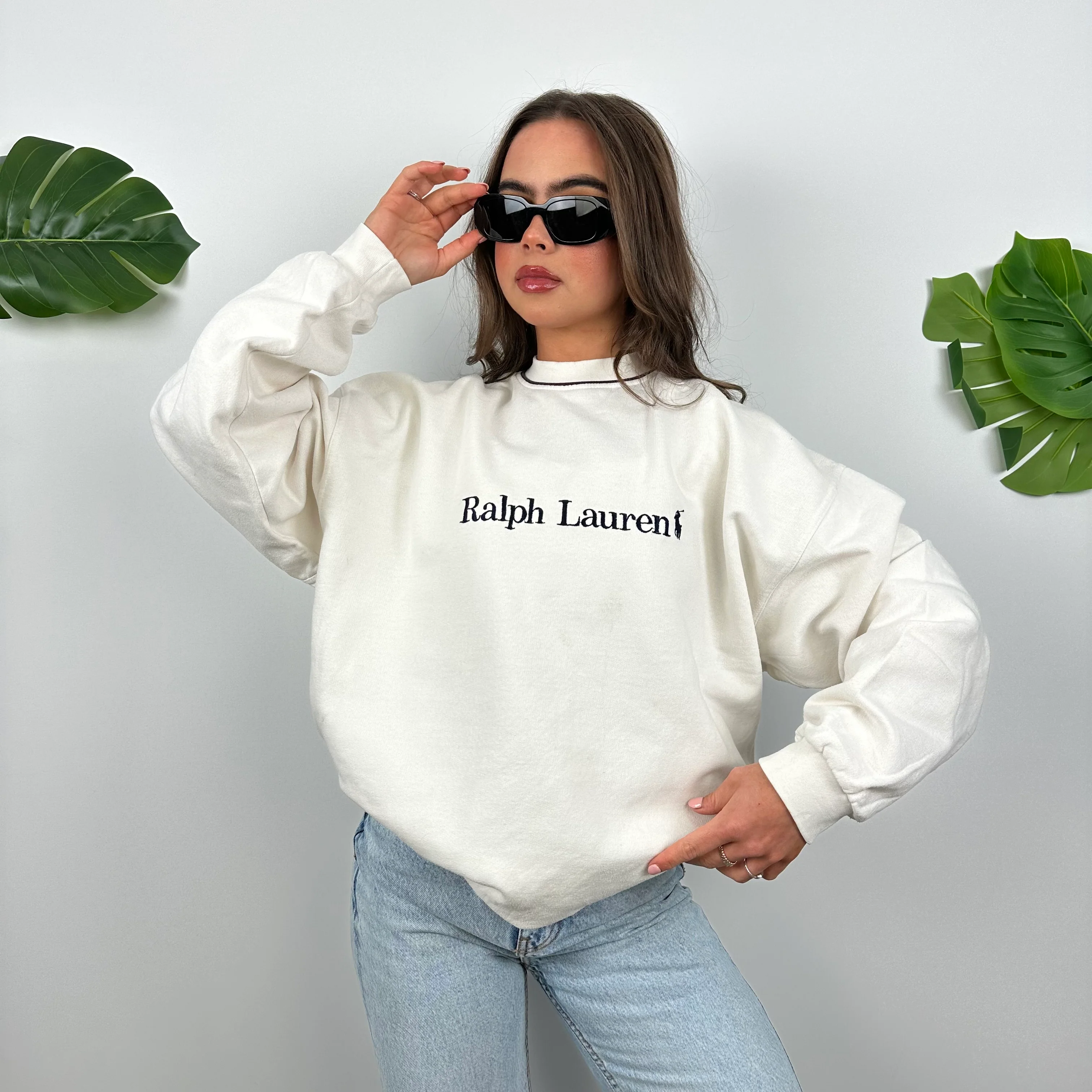 Polo Ralph Lauren White Embroidered Spell Out Sweatshirt (L) - Image 3