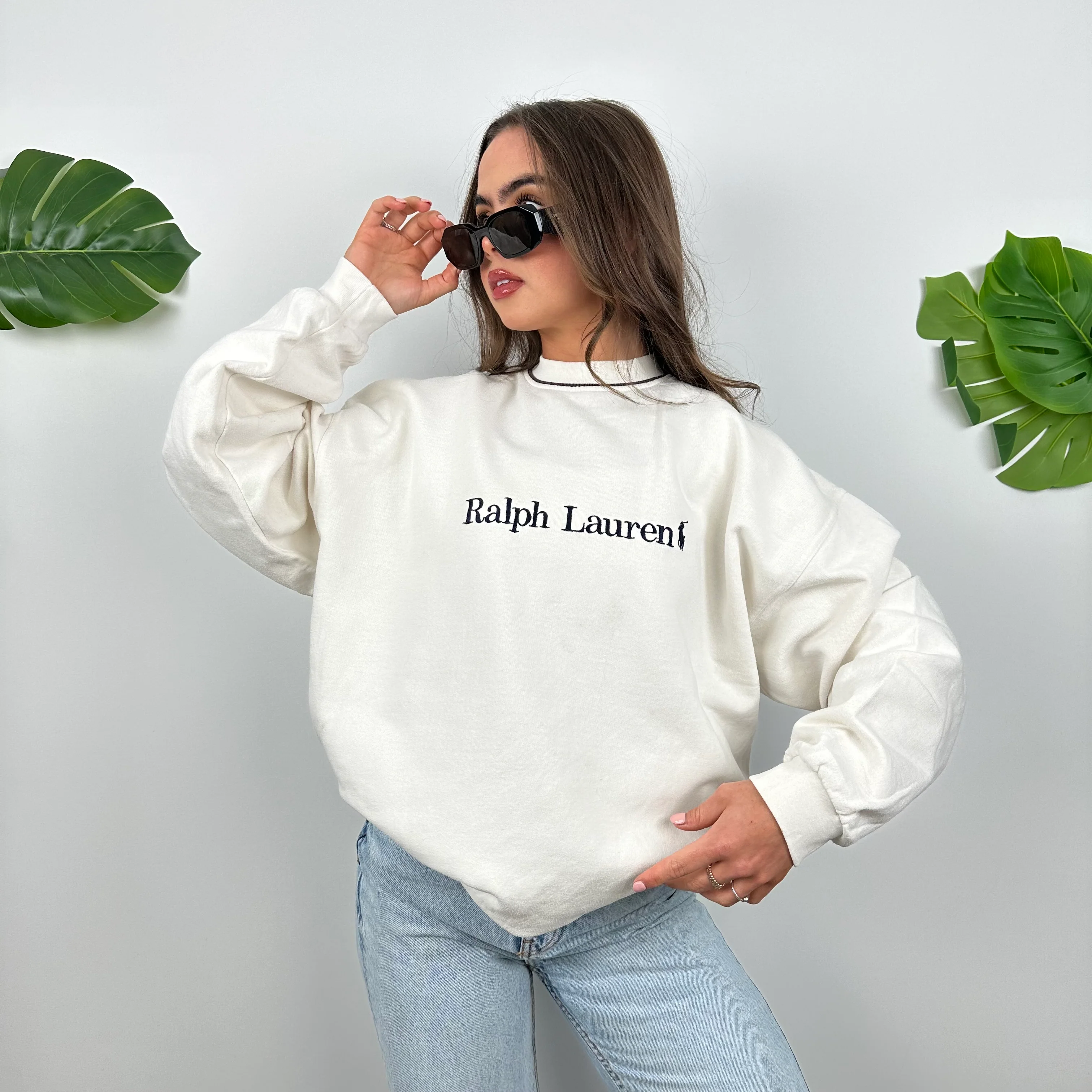 Polo Ralph Lauren White Embroidered Spell Out Sweatshirt (L) - Image 4