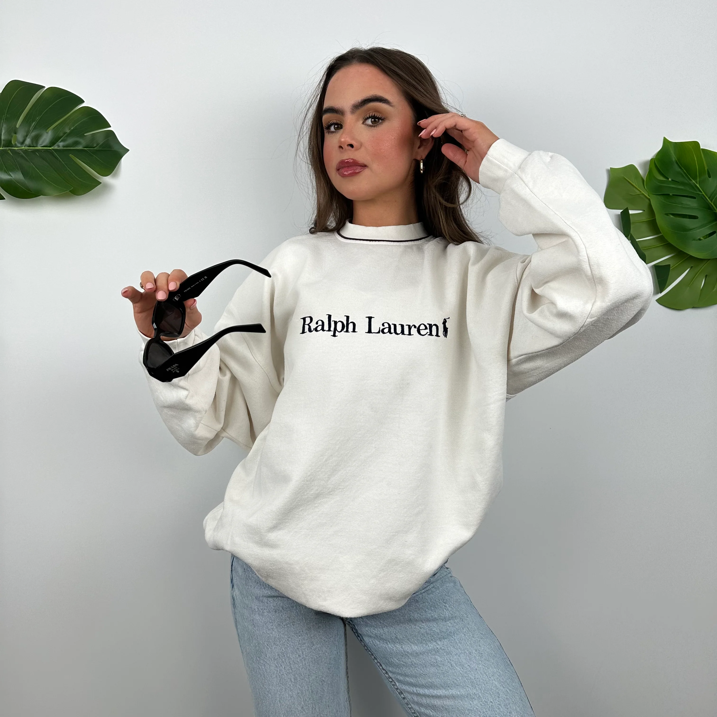 Polo Ralph Lauren White Embroidered Spell Out Sweatshirt (L) - Image 5