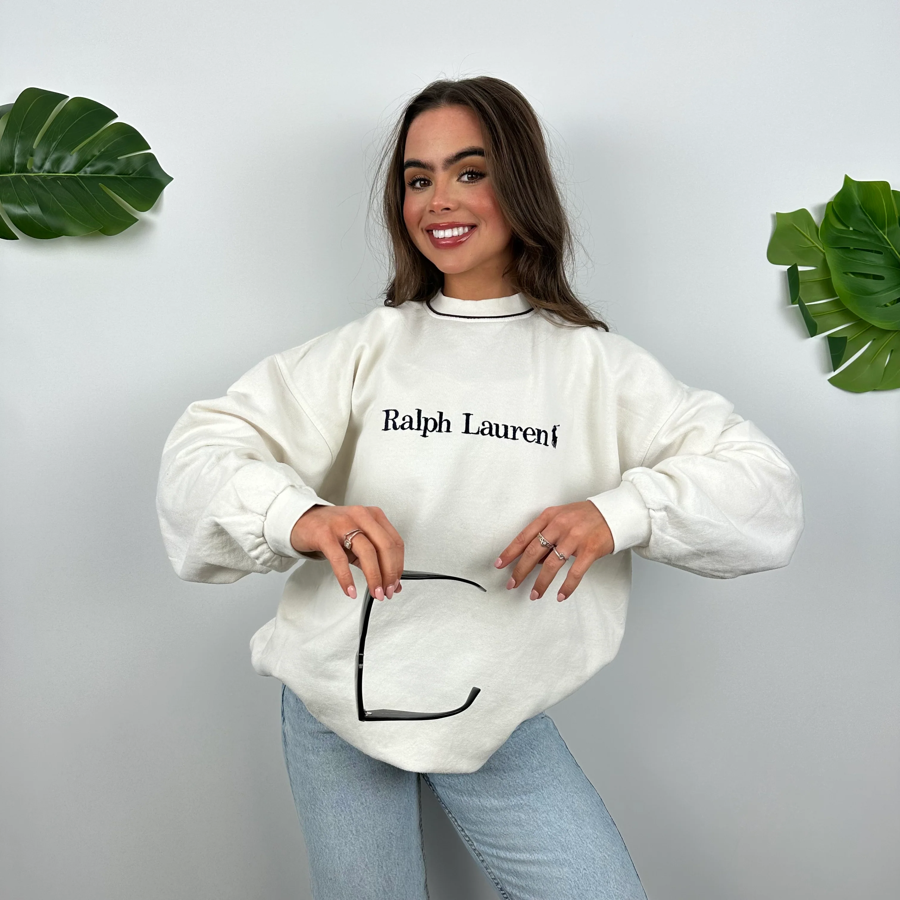 Polo Ralph Lauren White Embroidered Spell Out Sweatshirt (L) - Image 6