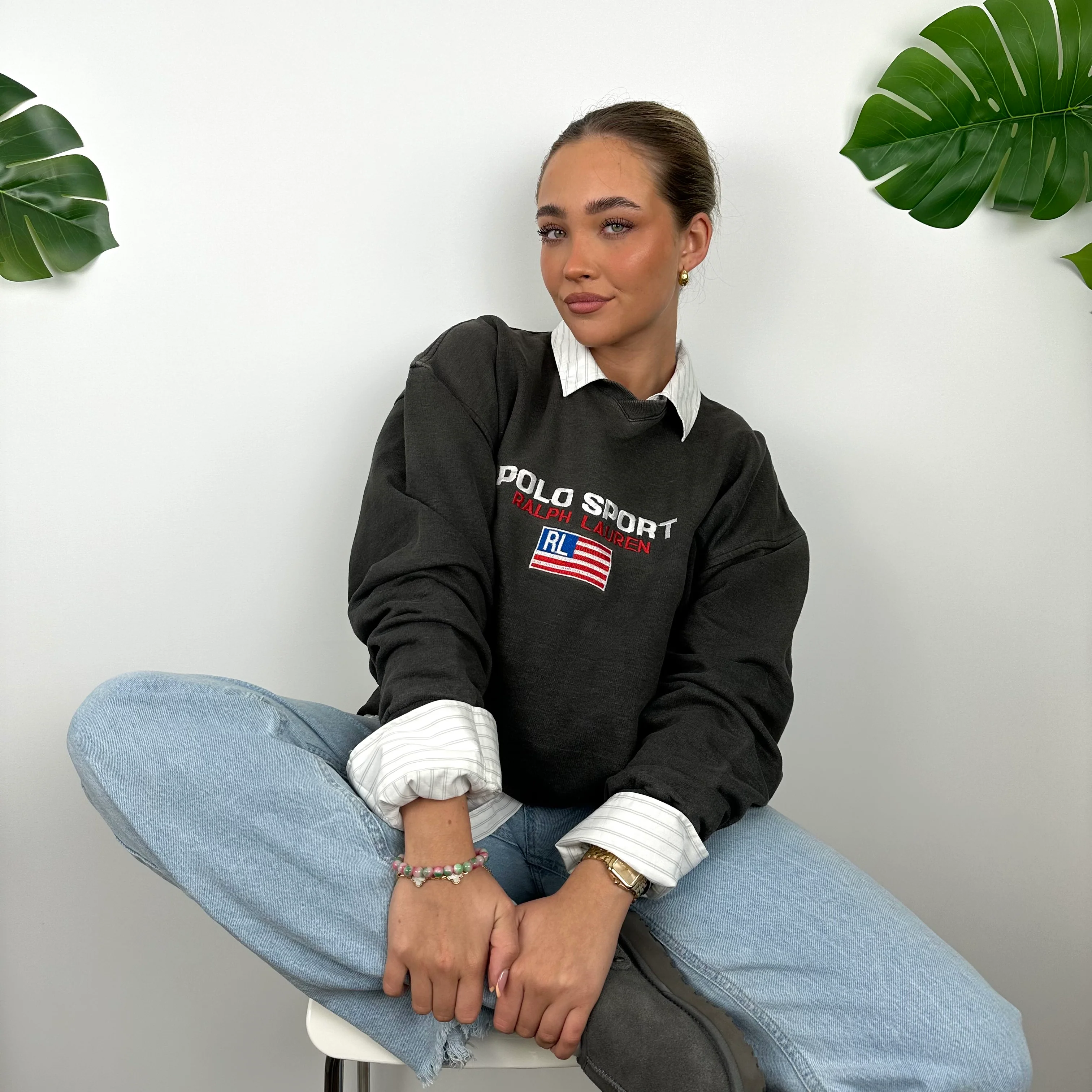 Polo Sport Ralph Lauren Grey Embroidered Spell Out Sweatshirt (XL) - Image 9