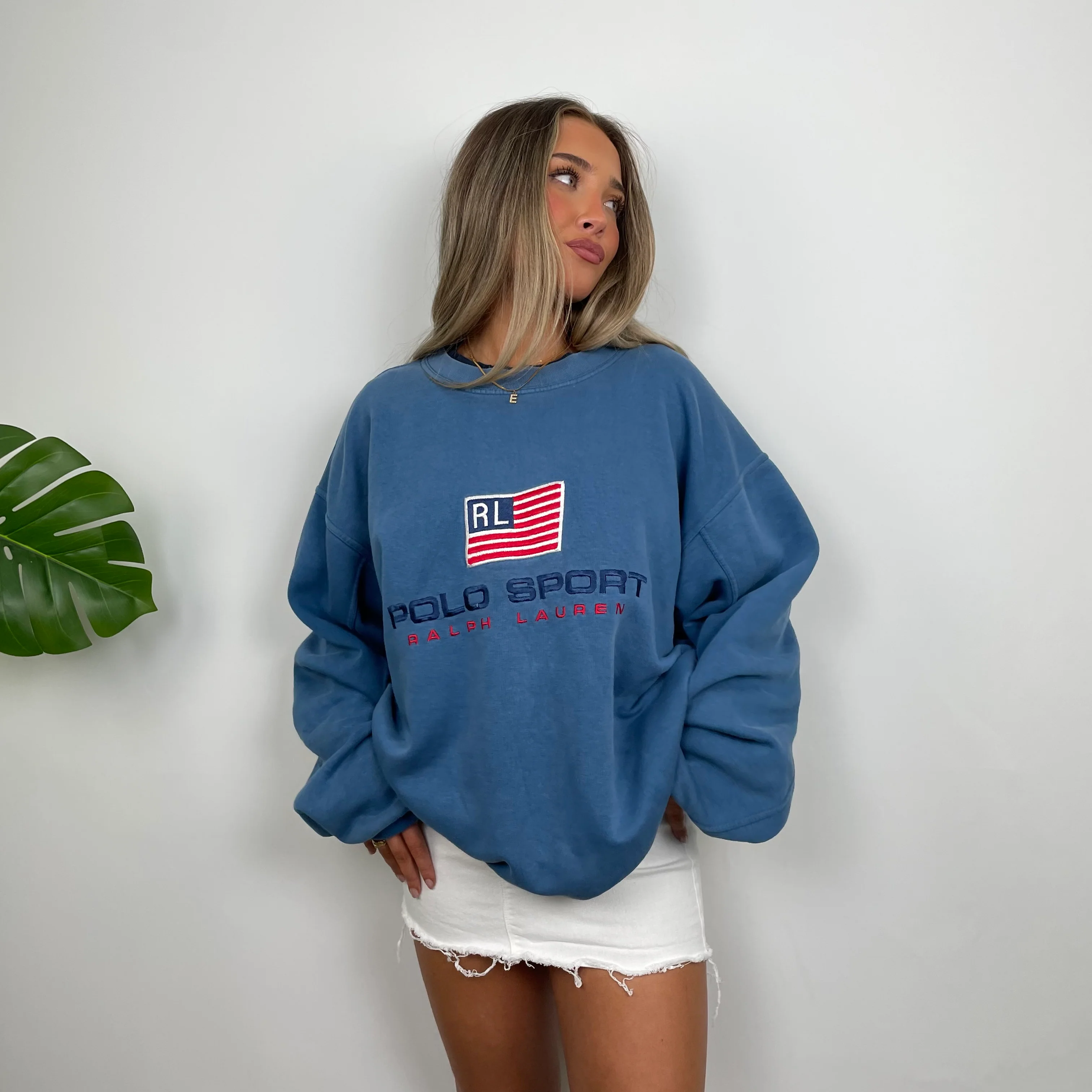 Polo Sport Ralph Lauren Blue Embroidered Spell Out Sweatshirt (XL) - Image 4