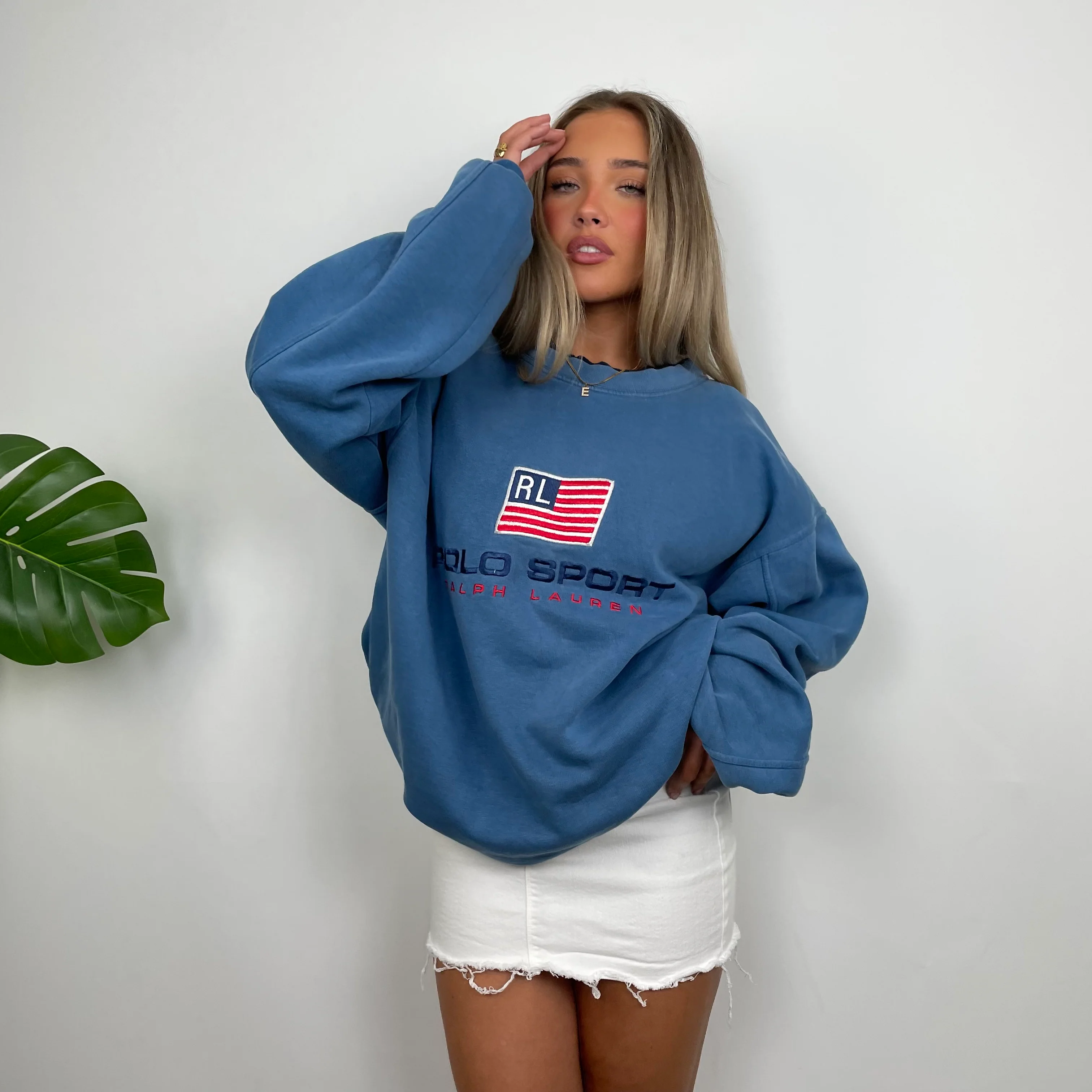 Polo Sport Ralph Lauren Blue Embroidered Spell Out Sweatshirt (XL) - Image 6
