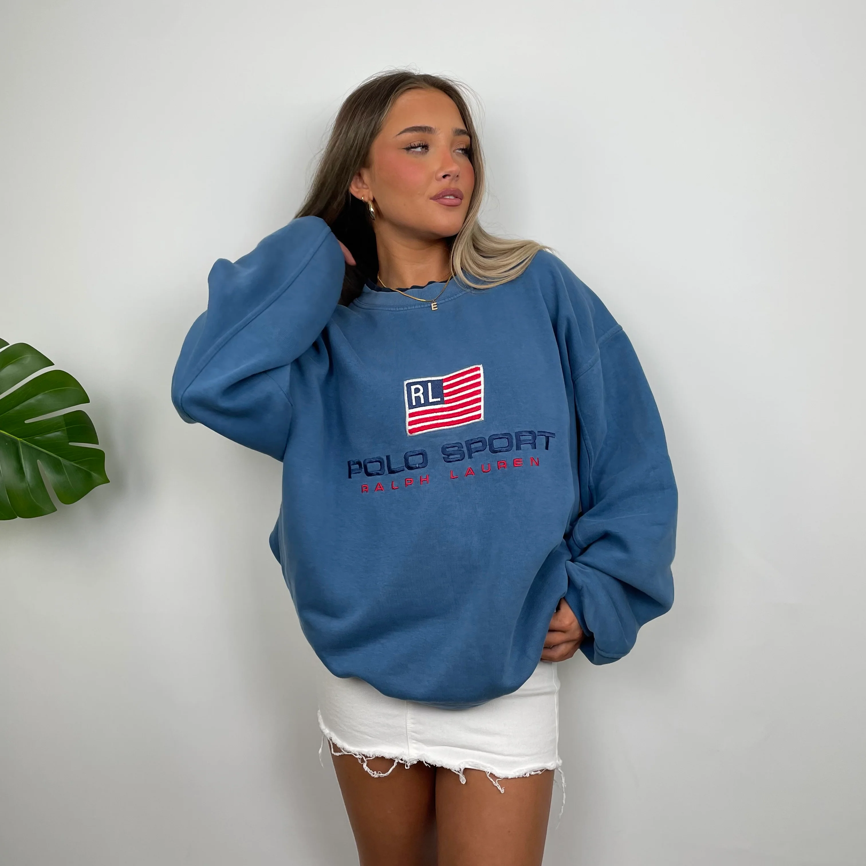 Polo Sport Ralph Lauren Blue Embroidered Spell Out Sweatshirt (XL) - Image 7