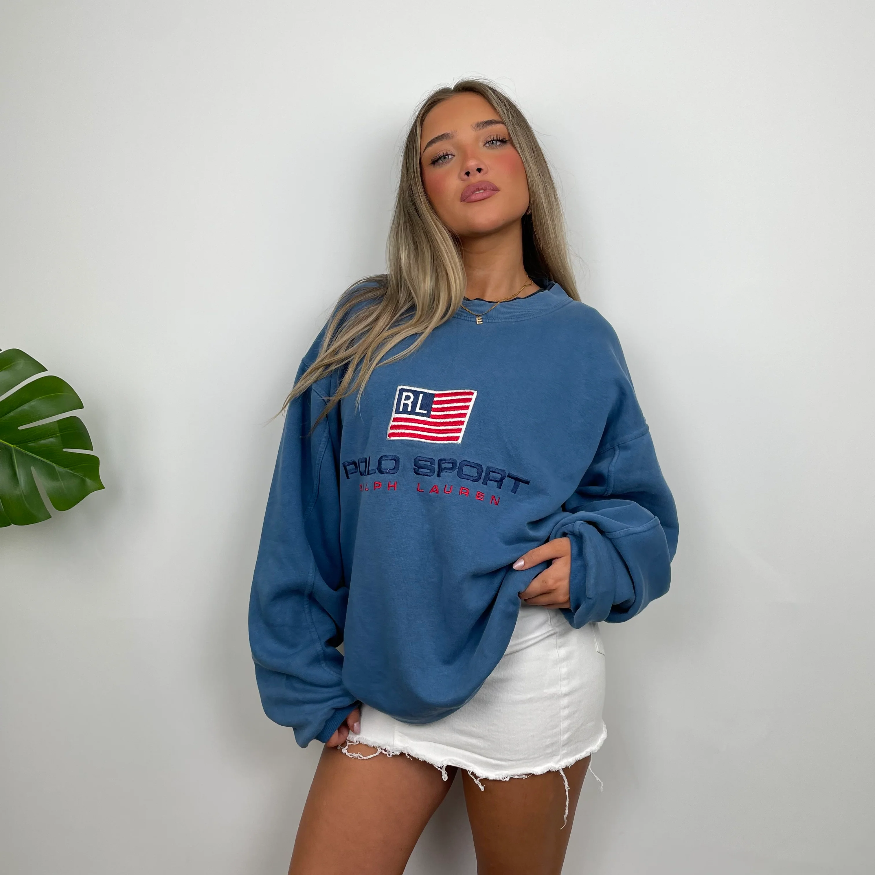 Polo Sport Ralph Lauren Blue Embroidered Spell Out Sweatshirt (XL) - Image 9
