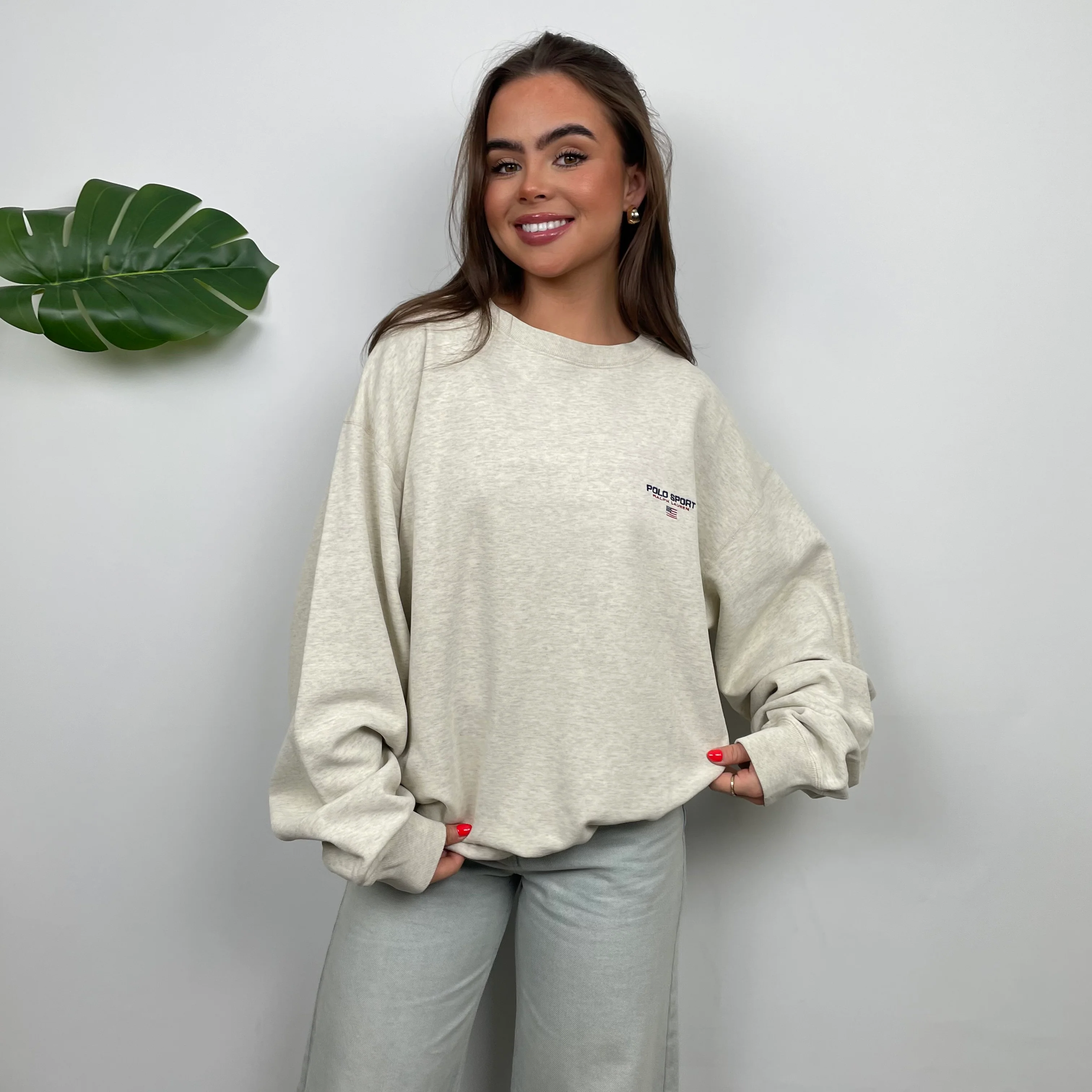 Polo Sport Ralph Lauren Grey Embroidered Spell Out Sweatshirt (L) - Image 2