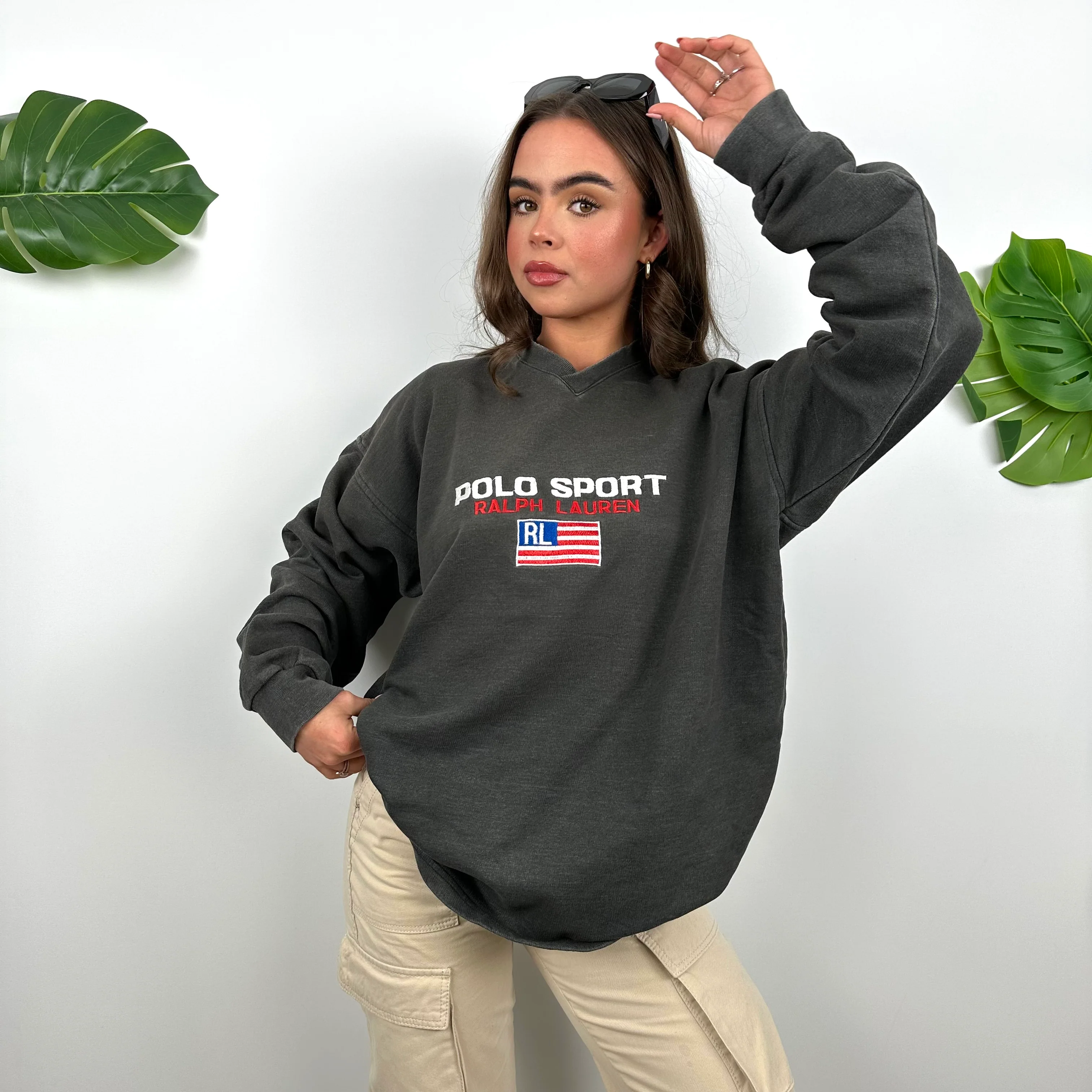 Polo Sport Ralph Lauren Grey Embroidered Spell Out Sweatshirt (XL) - Image 2
