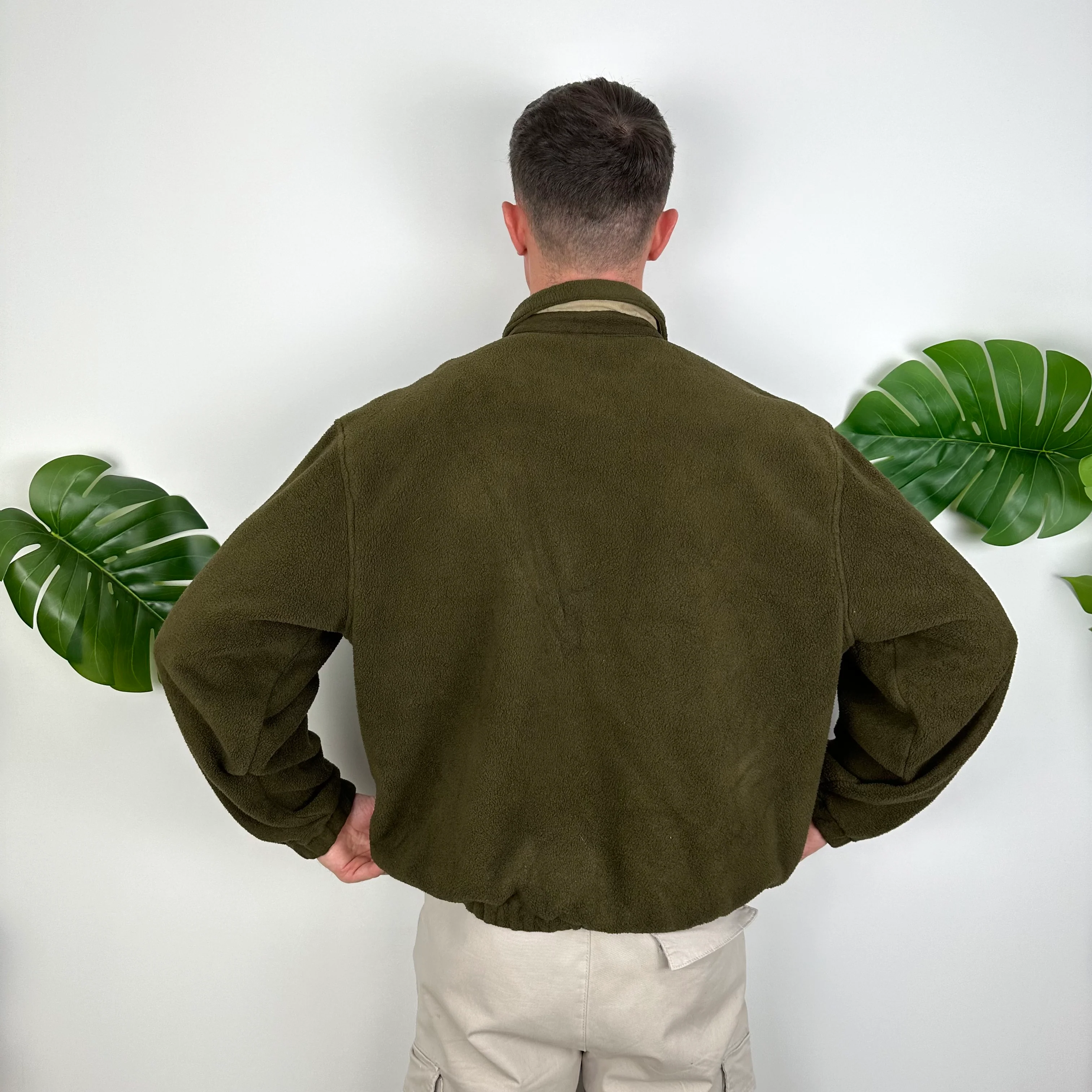 Polo Sport Ralph Lauren Khaki Green Embroidered Spell Out Teddy Bear Fleece Jacket (L) - Image 3