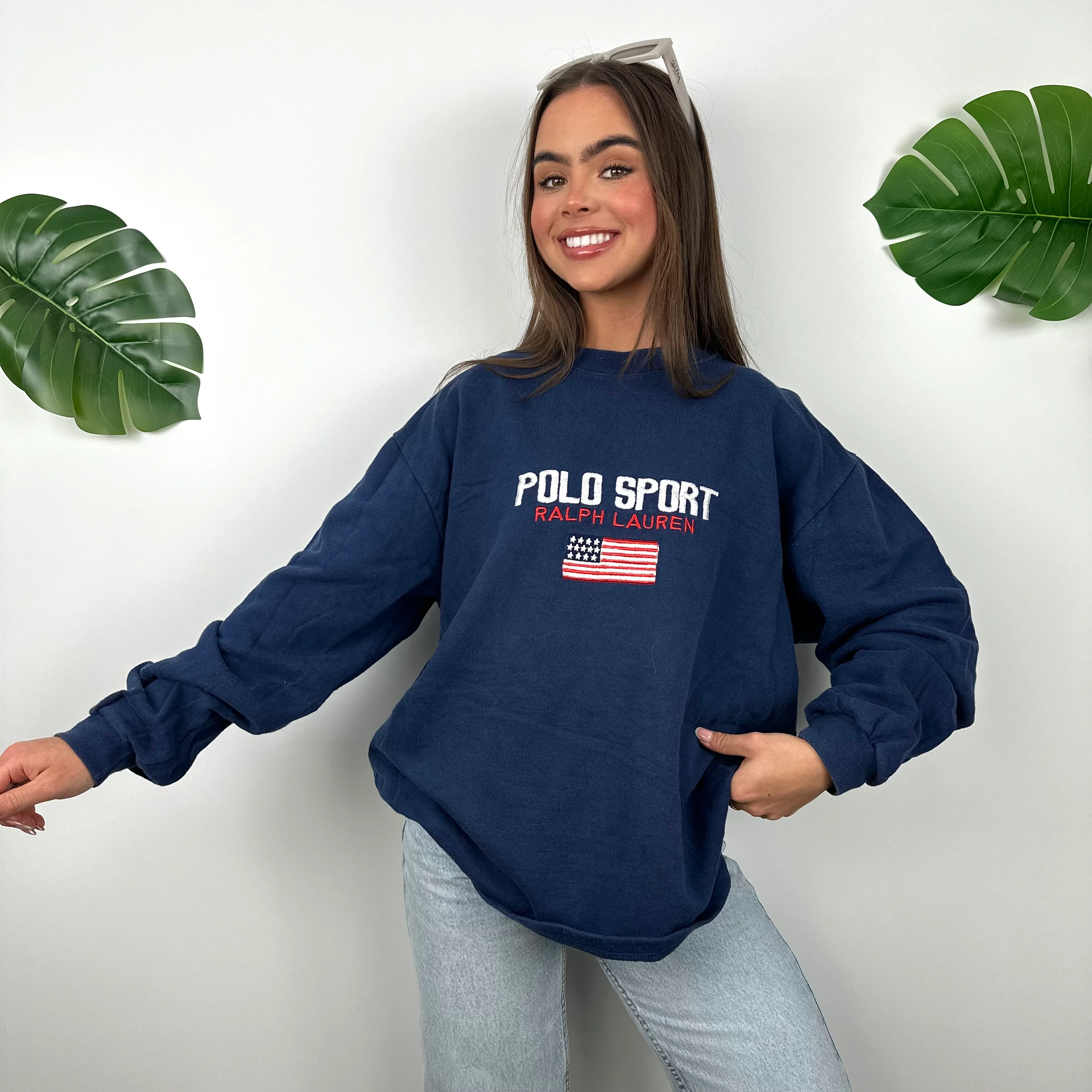 Polo Sport Ralph Lauren Navy Embroidered Spell Out Sweatshirt (M) - Image 6