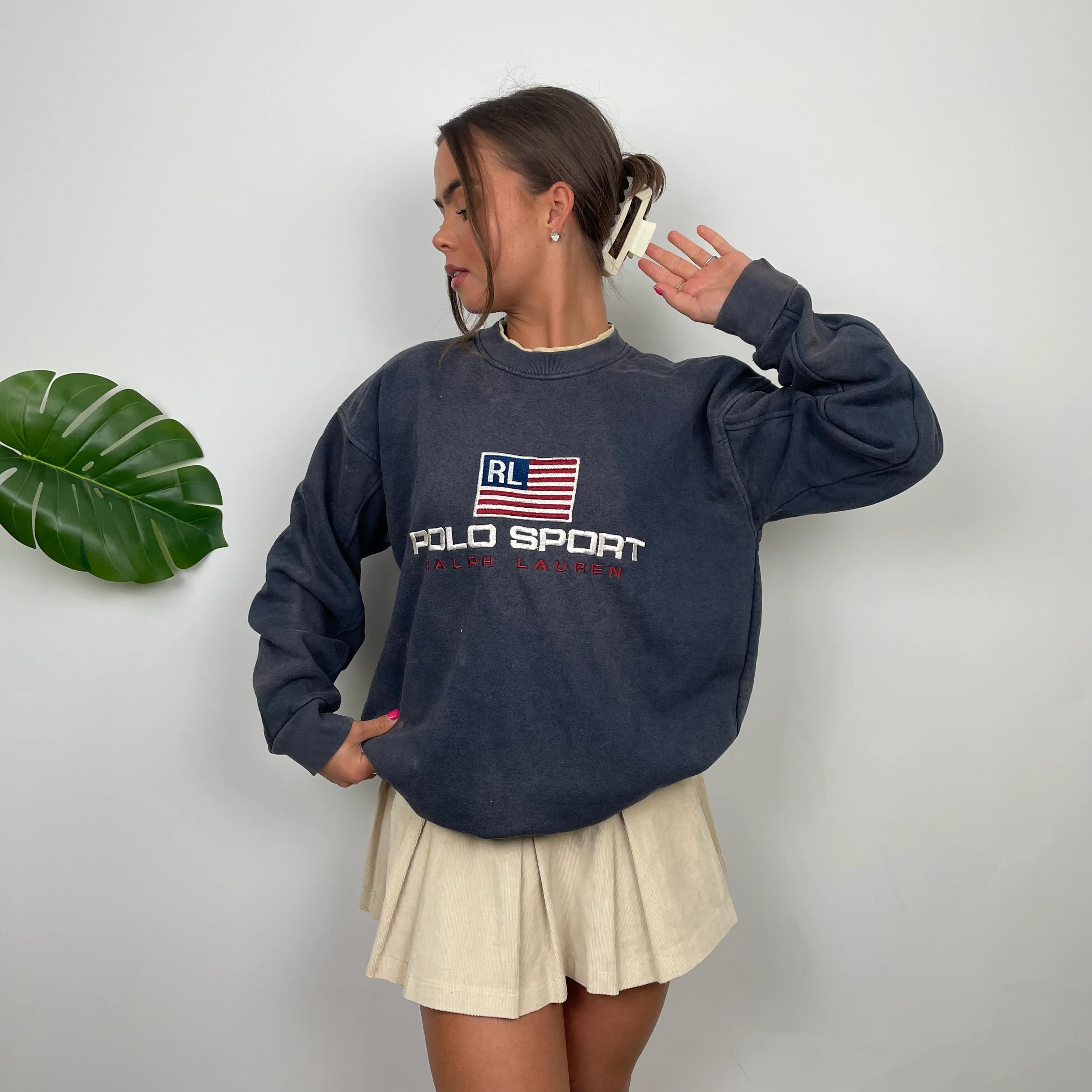 Polo Sport Ralph Lauren Navy Embroidered Spell Out Sweatshirt (L) - Image 3