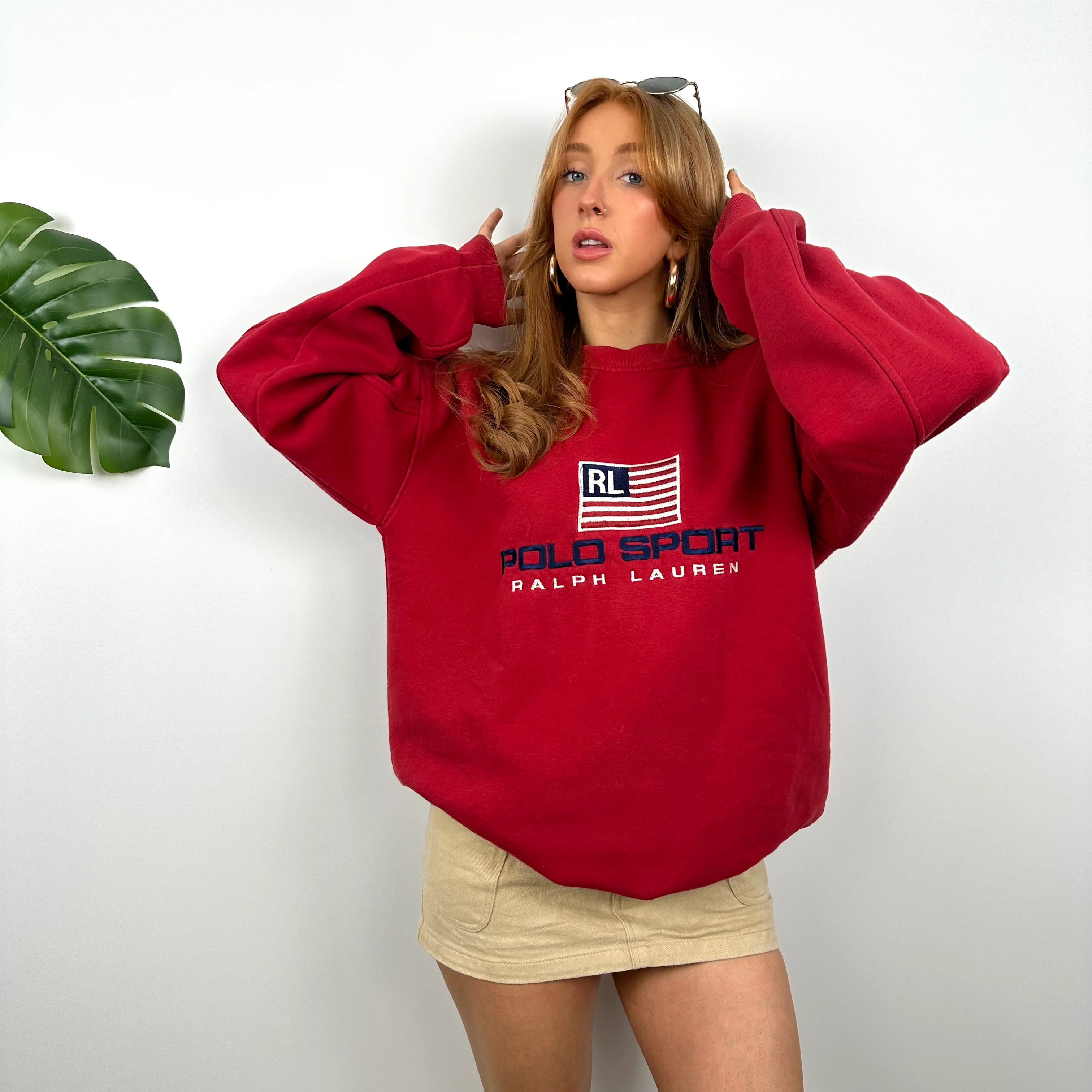 Polo Sport Ralph Lauren Red Embroidered Spell Out Sweatshirt (L) - Image 2