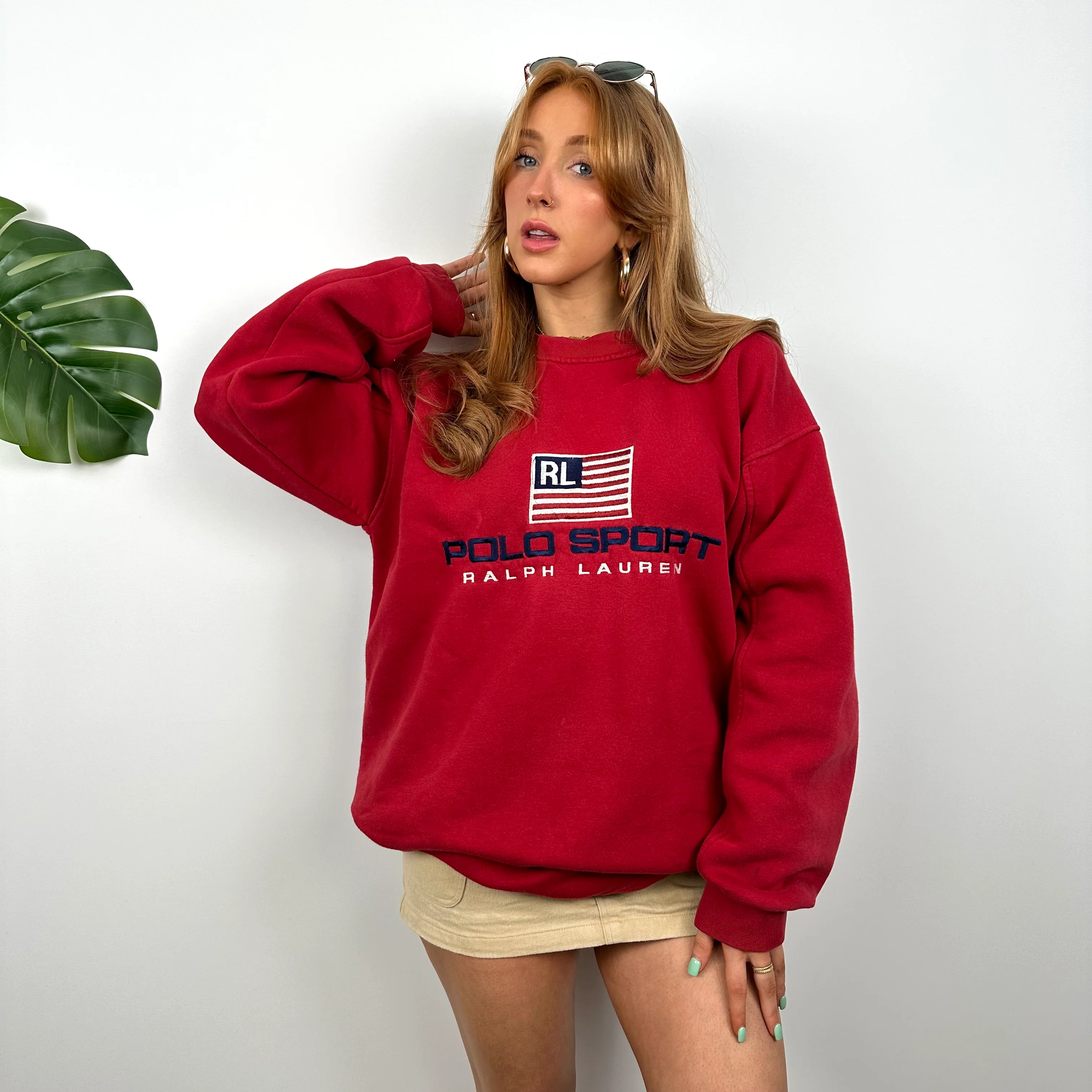 Polo Sport Ralph Lauren Red Embroidered Spell Out Sweatshirt (L) - Image 3