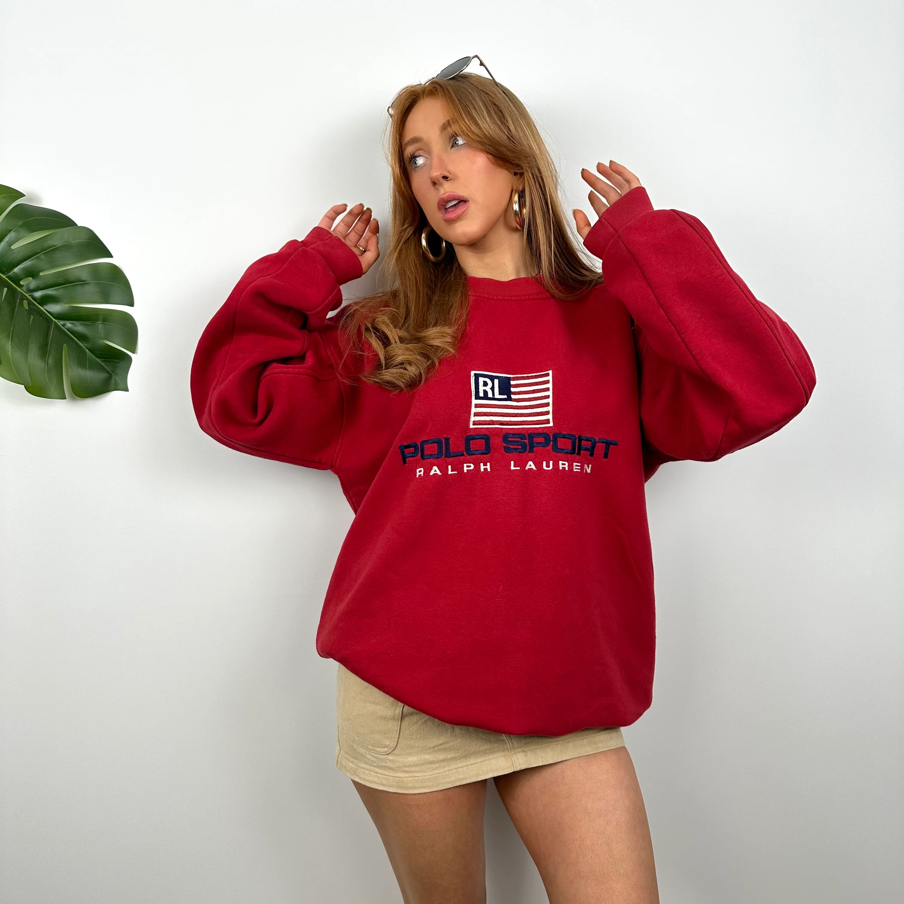 Polo Sport Ralph Lauren Red Embroidered Spell Out Sweatshirt (L) - Image 6
