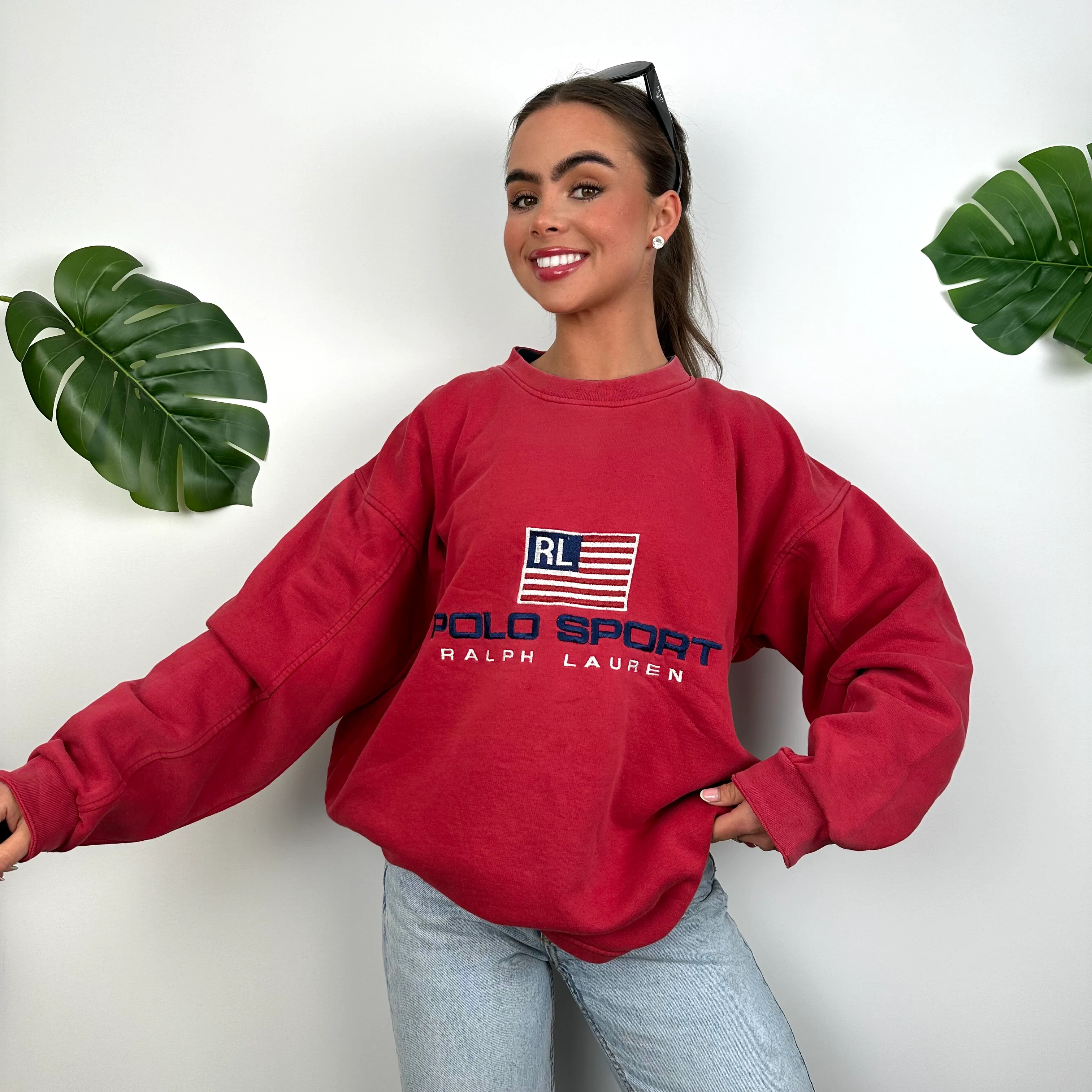 Polo Sport Ralph Lauren Red Embroidered Spell Out Sweatshirt (L) - Image 6
