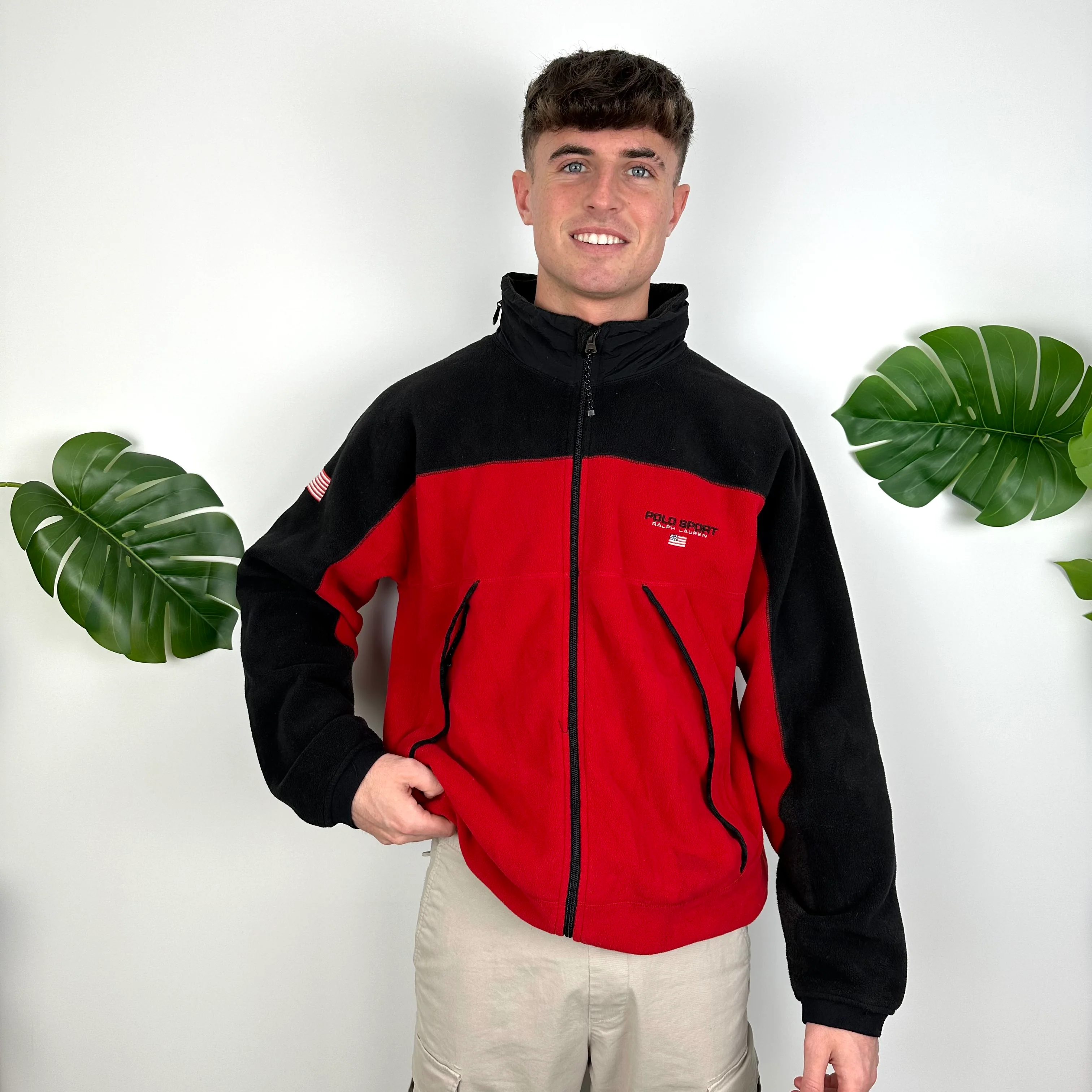 Polo Sport Ralph Lauren Red Embroidered Spell Out Teddy Bear Fleece Jacket (XL) - Image 6