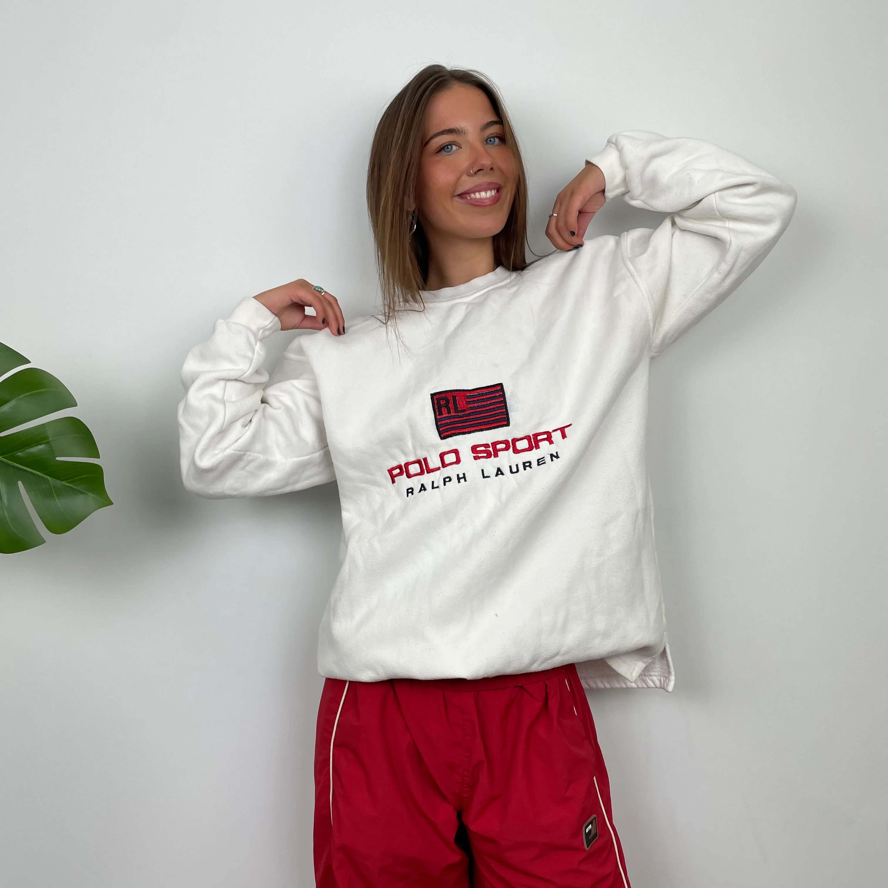 Polo Sport Ralph Lauren White Embroidered Spell Out Sweatshirt (L) - Image 2