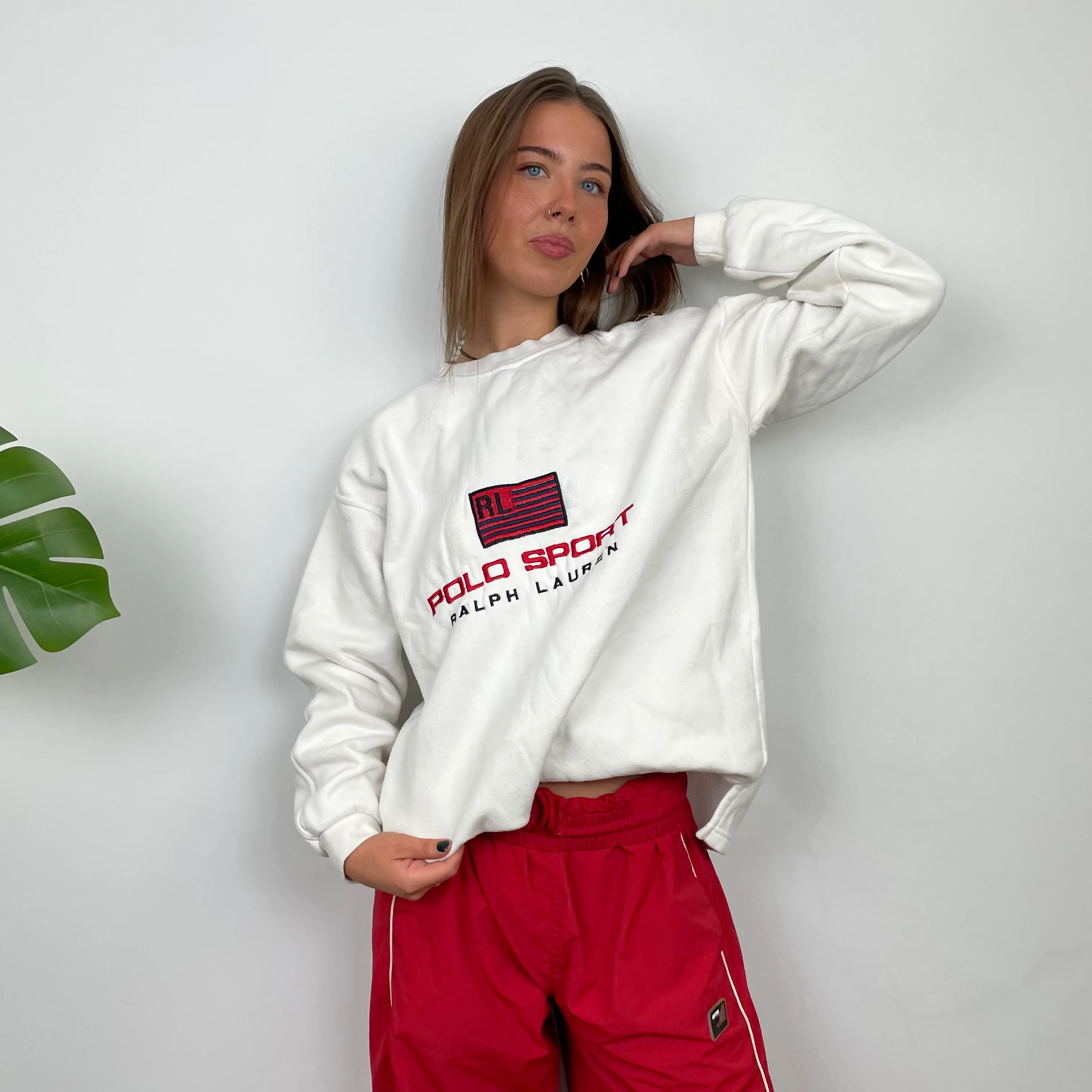 Polo Sport Ralph Lauren White Embroidered Spell Out Sweatshirt (L) - Image 3