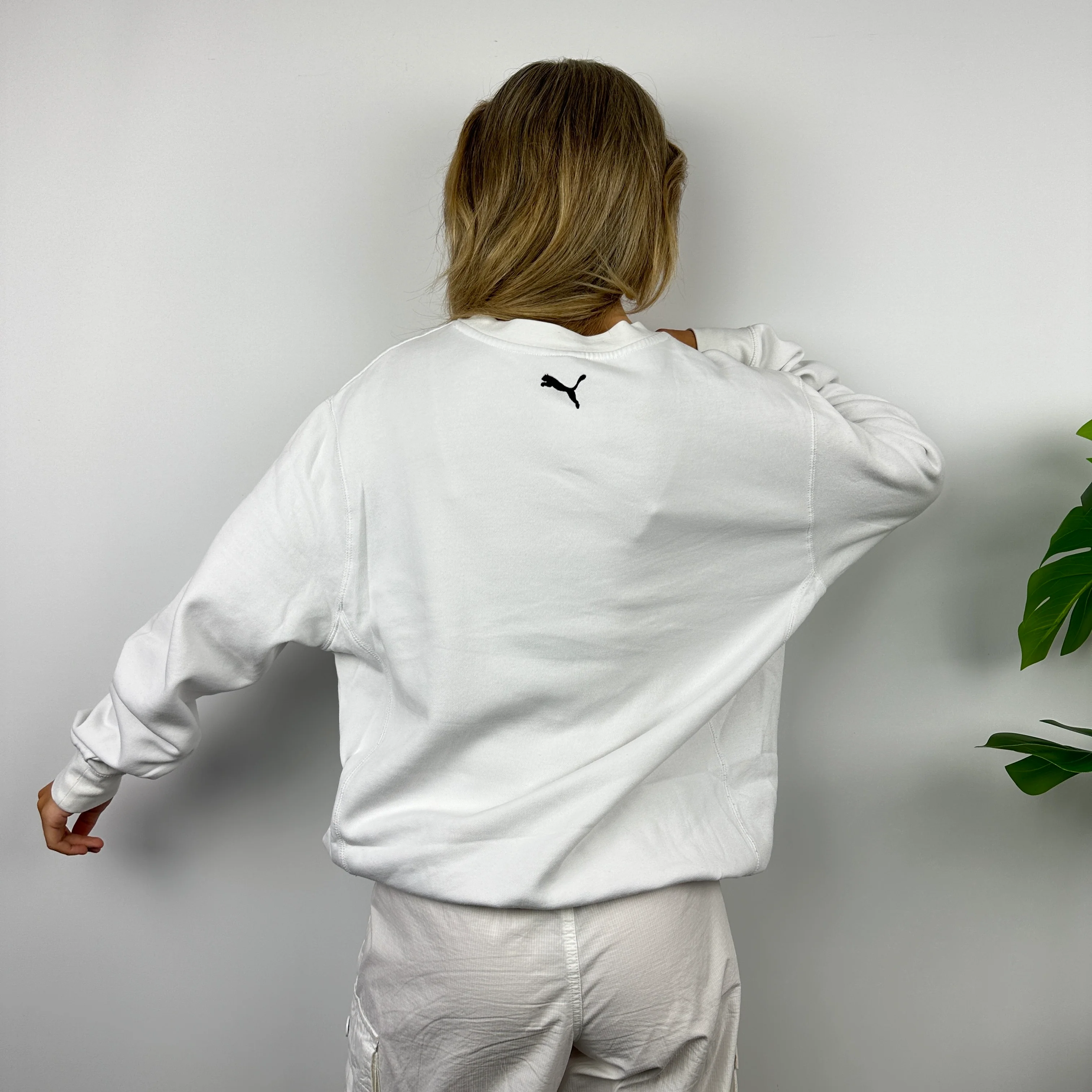 Puma White Embroidered Spell Out Sweatshirt (XL) - Image 3